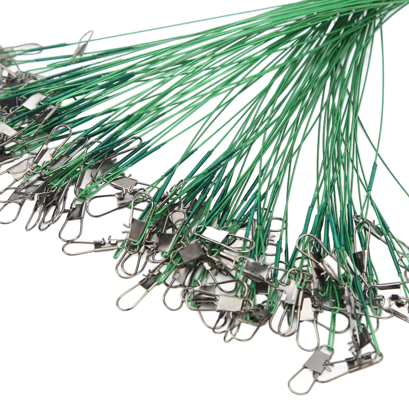 SUNGOOYUE Líder de Aparejos de Pesca, 100PCS Líder de Pesca Giratorio Snap Anti Corrosión Banderas de Líder de Alambre de Acero Duro para Productos de Cabina de Barco de Agua Salada