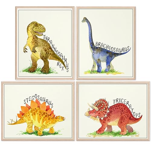 Miniatura 1 de Dinosaur Watercolor Art Prints (Set of 4) - Unframed - 8x10s  Set includes Tyrannosaurus Rex (T-Rex), Triceratops, Stegosaurus, and Brachiosaurus