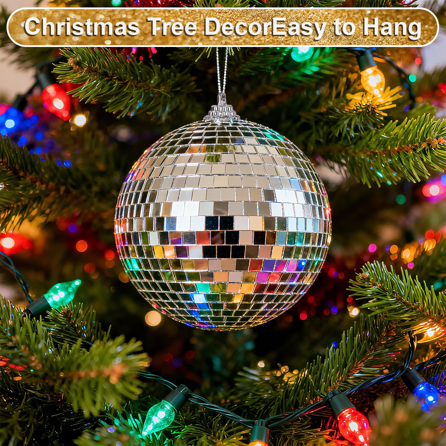 10 Pieces 10 cm Disco Ball, Silver Hanging Mirror Balls, Party Decorations, Disco Ball - Image 3