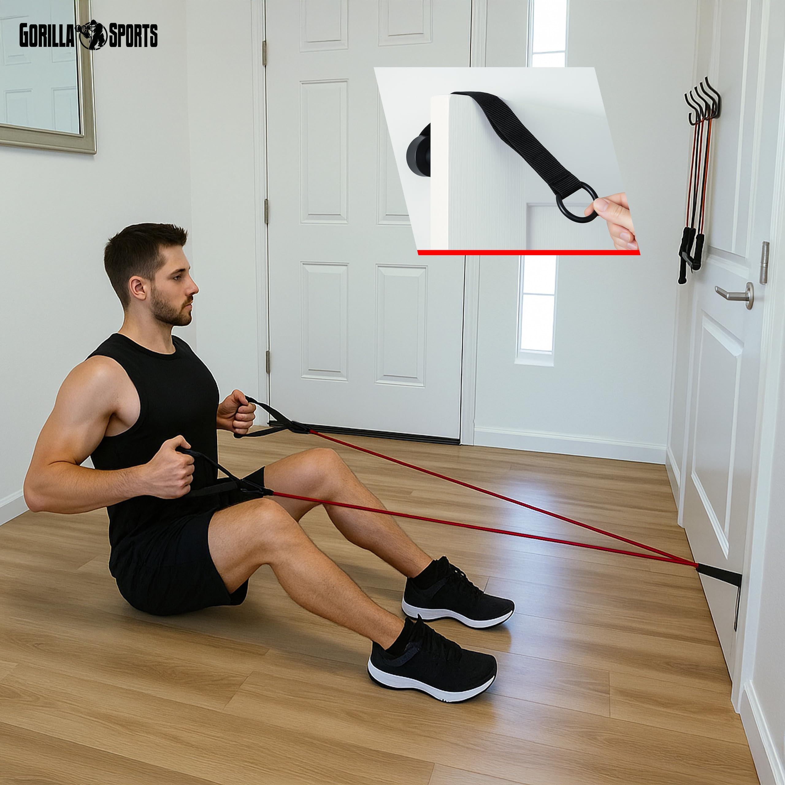 GORILLA SPORTS® Pilates Bar Set - mit Stange, Widerstandsbänder, Hand- und Fußschlaufe, Verstellbar - Smart Workout, Resistance Bands, Home Gym Equipment, Krafttraining, Fitness Zubehör