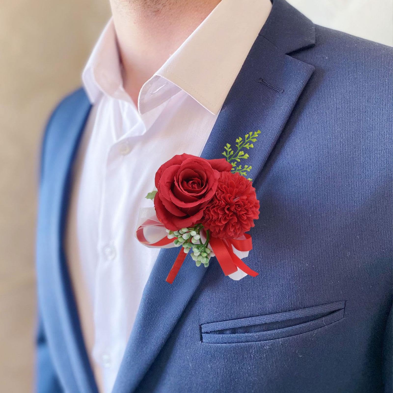 Boutonnière de Mariage pour Hommes, de Boutonnière, Boutonniere Mariage, Boutonnière Corsage Mariage, pour La Fête Mariage Bal Homme de Décoration