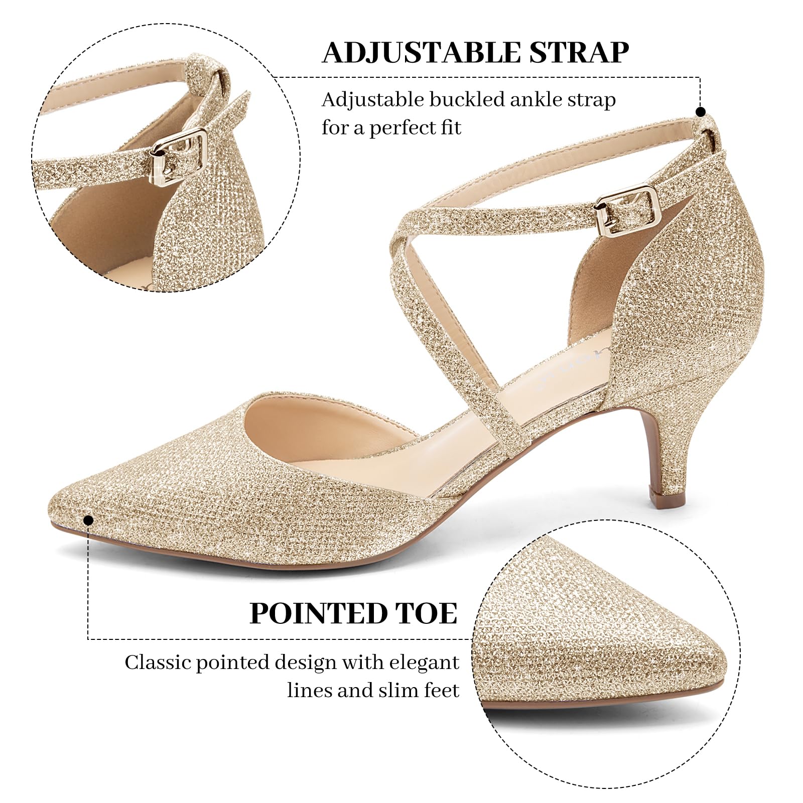 Greatonu Chaussures à Talons Pointues avec Bandes croisées pour Femme