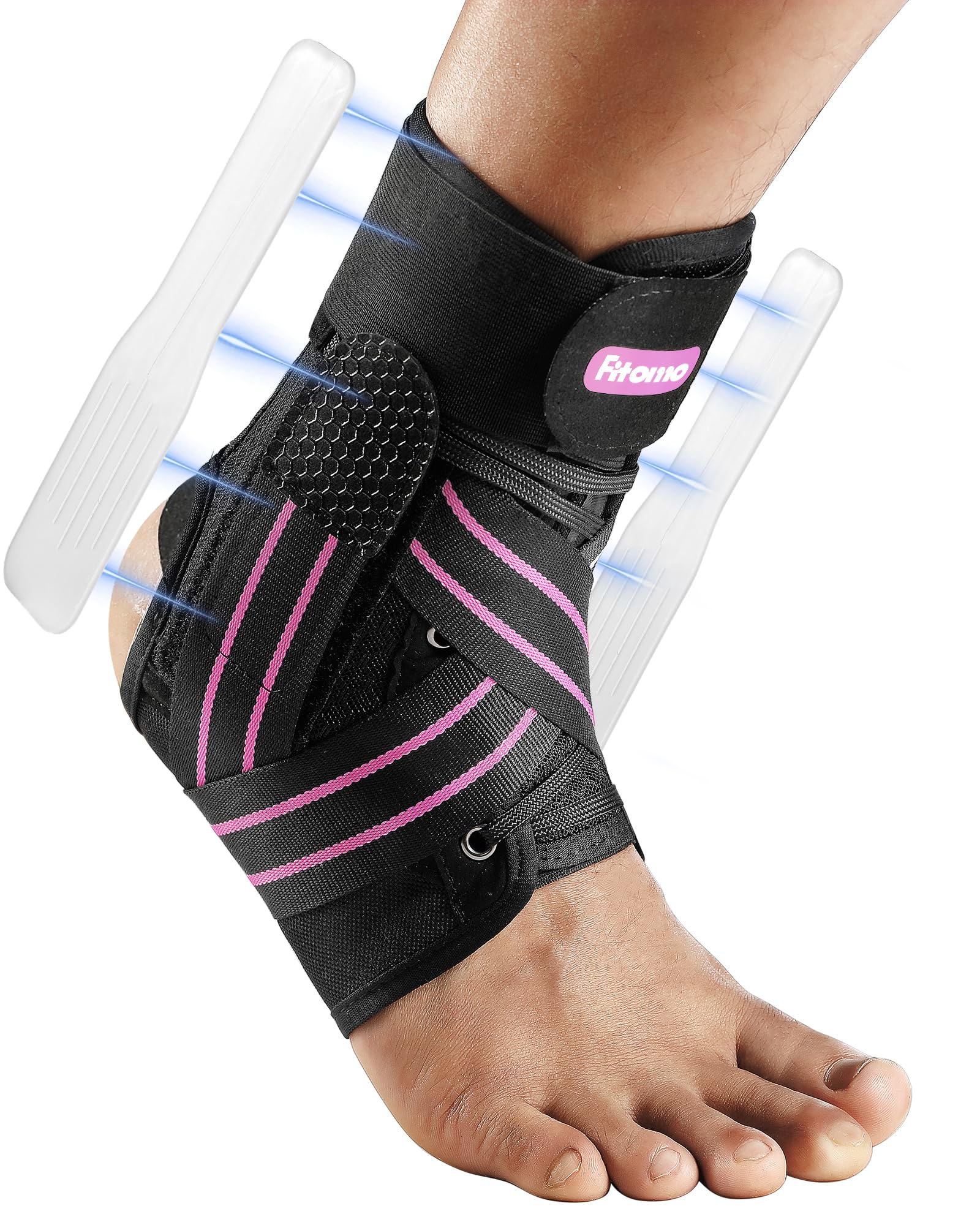 Quick Lace Up Ankle Brace for Women with Removable Side Splints, Adjustable Ankle Support for Sprained Injury Recovery, Ankle Stabilizer for Basketball Volleyball Tennis, 1 Unit