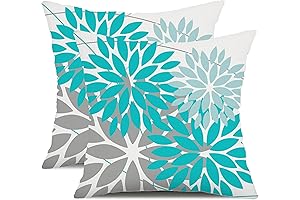 Aqua Outdoor Throw Pillow Covers - Perfect for Patio Furniture and Gardens