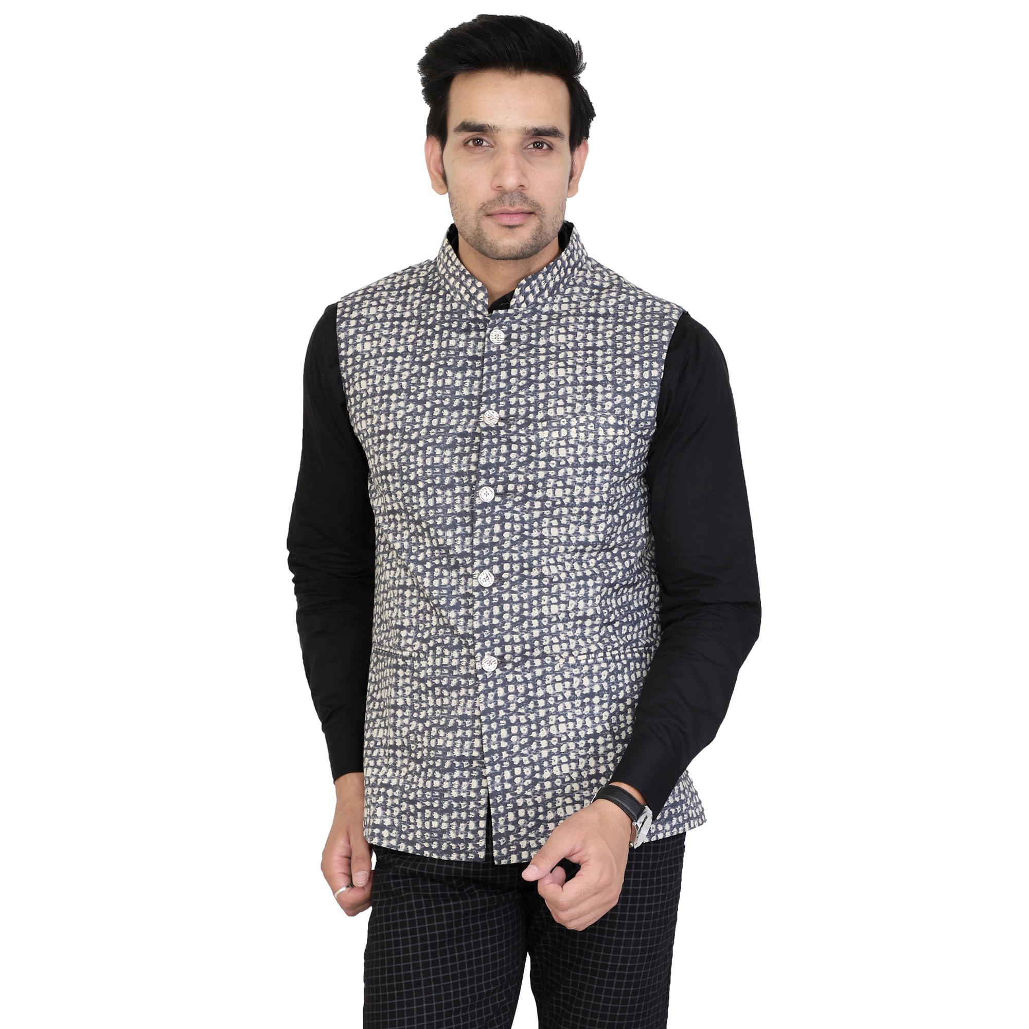 oshano Men's Cotton Printed Waistcoat (Gray)-picture-37