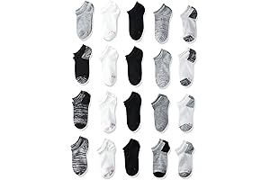 No Show Socks for Little Girls (8-10 Years, 20-Pair Value Pack)