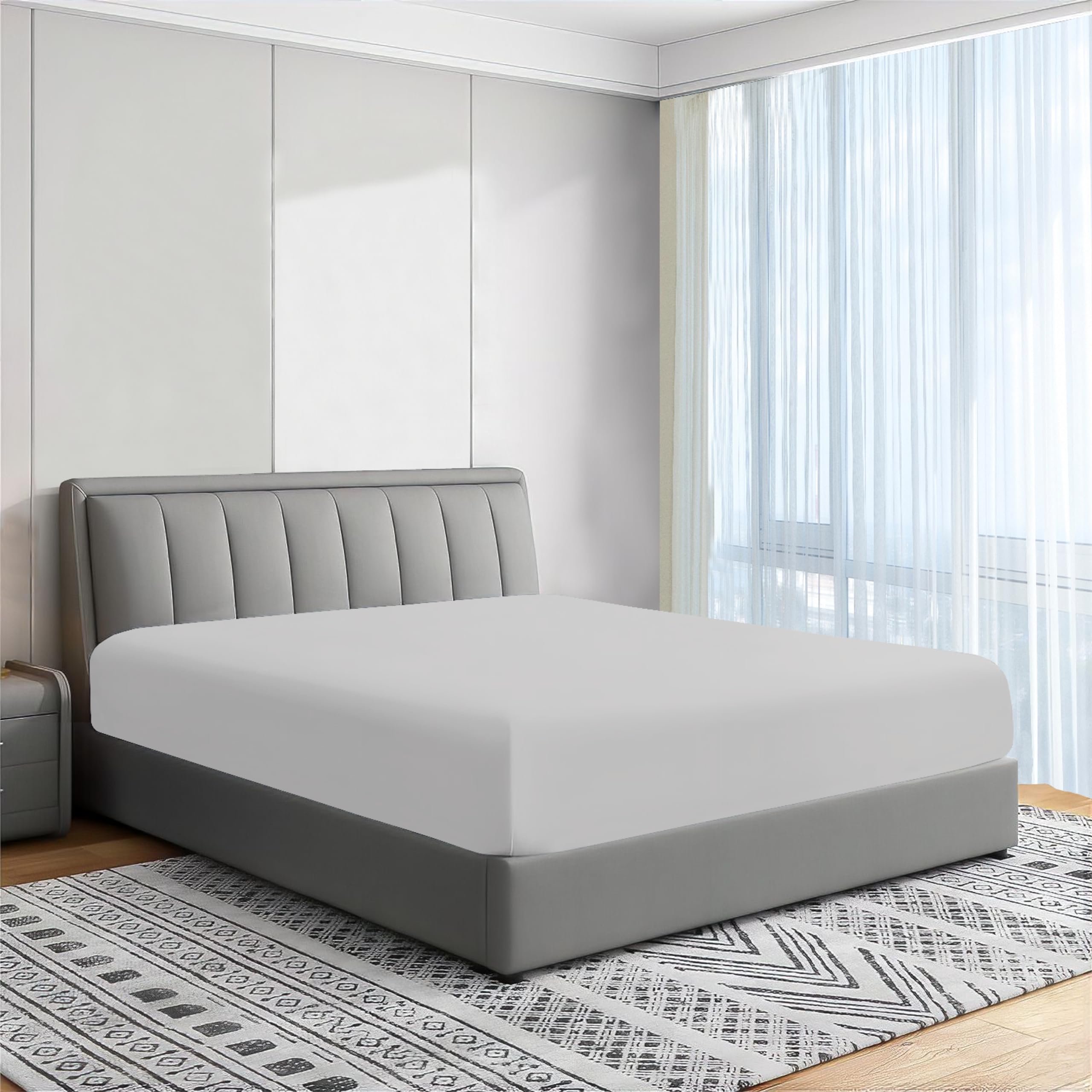 Comfy Nights Extra Deep 16"(40cm) King Fitted Sheet Non Iron Soft Microfibre Wrinkled Free Deep Fitted Sheet (King, Gray)