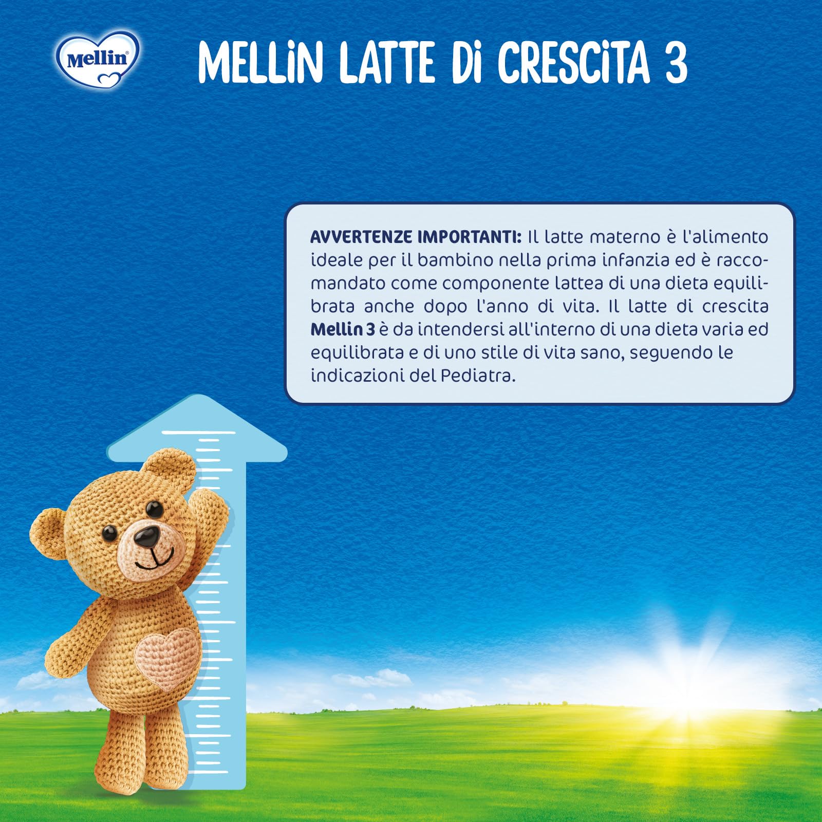 MELLIN 3 - Latte di Crescita in Polvere per Bambini - dal 1° anno compiuto al 2° anno, Gusto Delicato - Confezione da 3600 grammi (3 x 1200g)