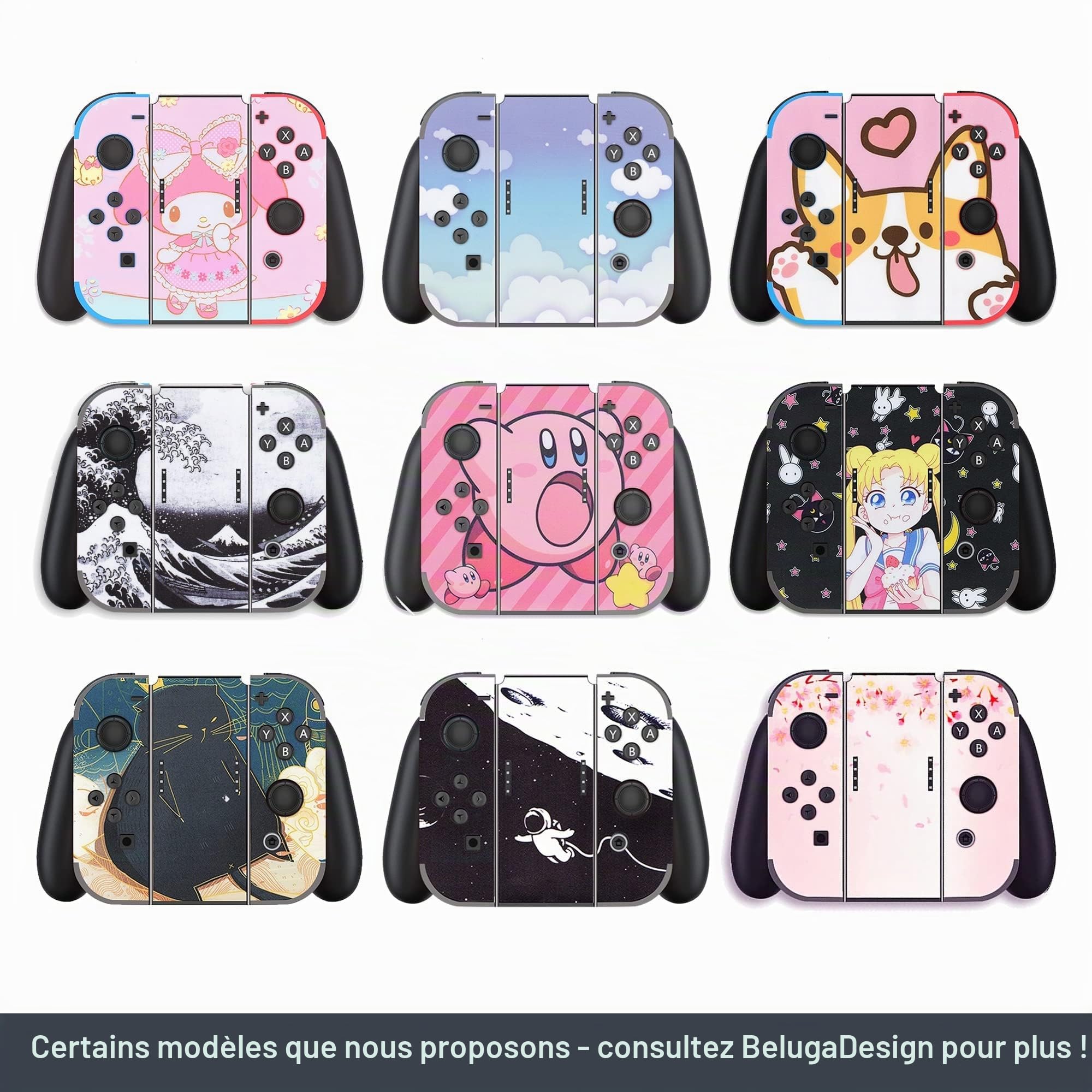 BelugaDesign Hello Melody Skin | Joli autocollant mignon mignon Kawaii rose pastel Anime | Compatible avec console d'accueil Nintendo Switch OLED Joycon