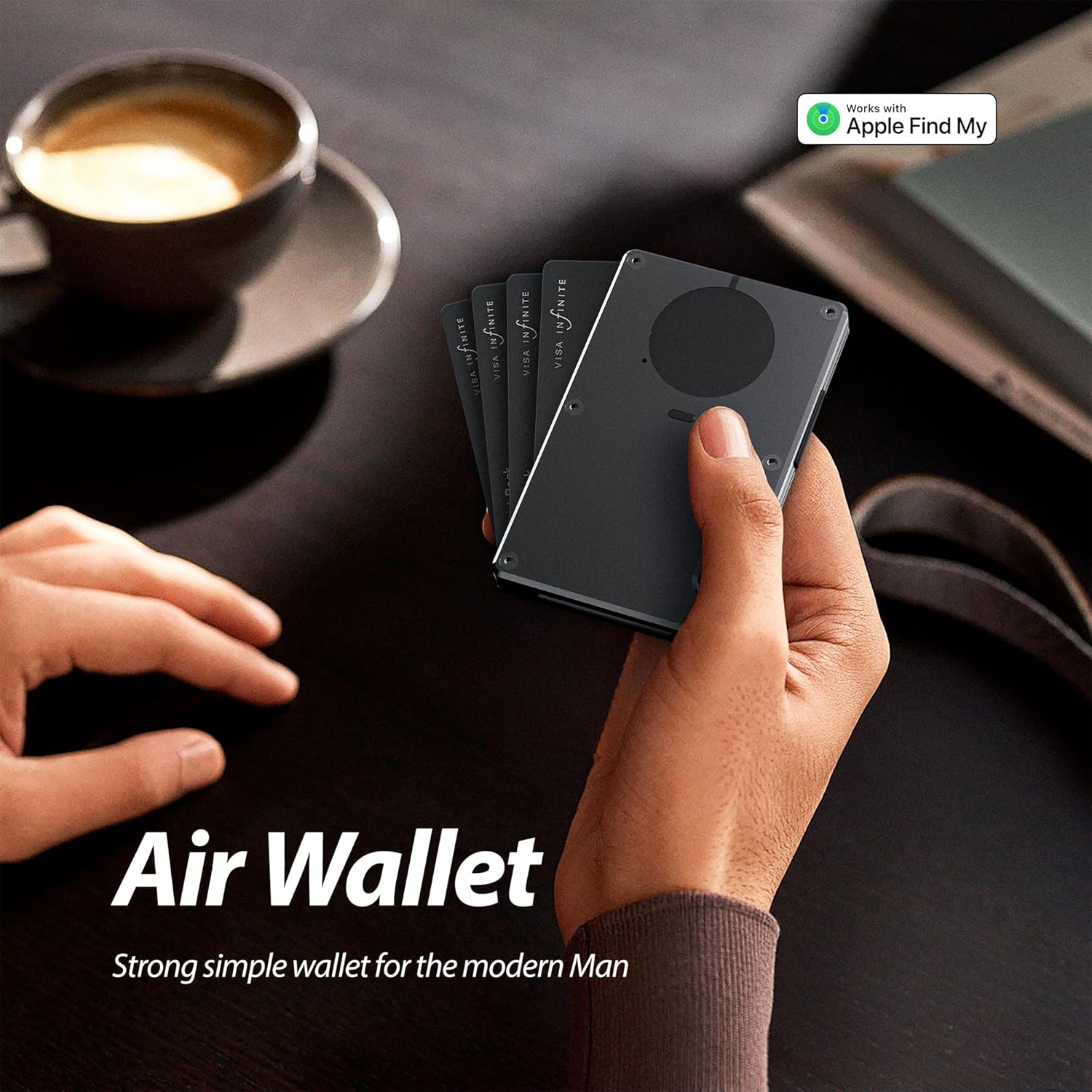 Air Wallet for Men: Built-in Airtag Chip & Find My Compatible Slim Wallet, RFID Blocking Minimalist Card Holder with Detachable Money Clip, Anti-Theft Tracking Wallet,Black
