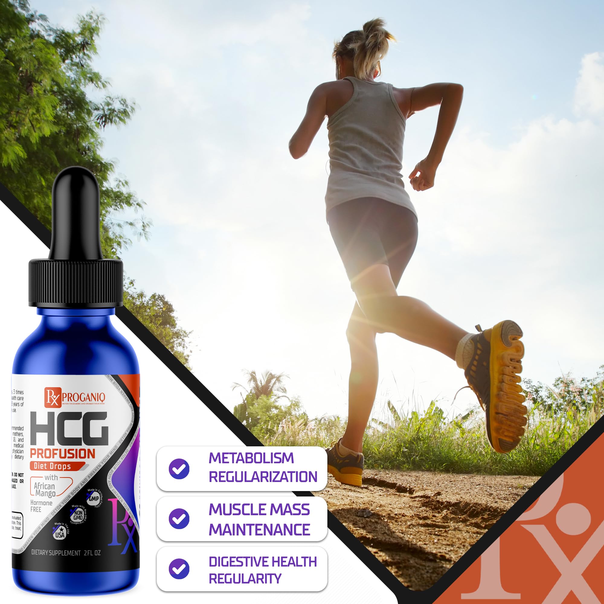X PROGANIQ Profusion HCG Drops - Advanced Weight Management Formula with African Mango - Hormone Free Drops for Women & Men - Made in The USA - HCG Drops for Weight Management - 30 Day Supply