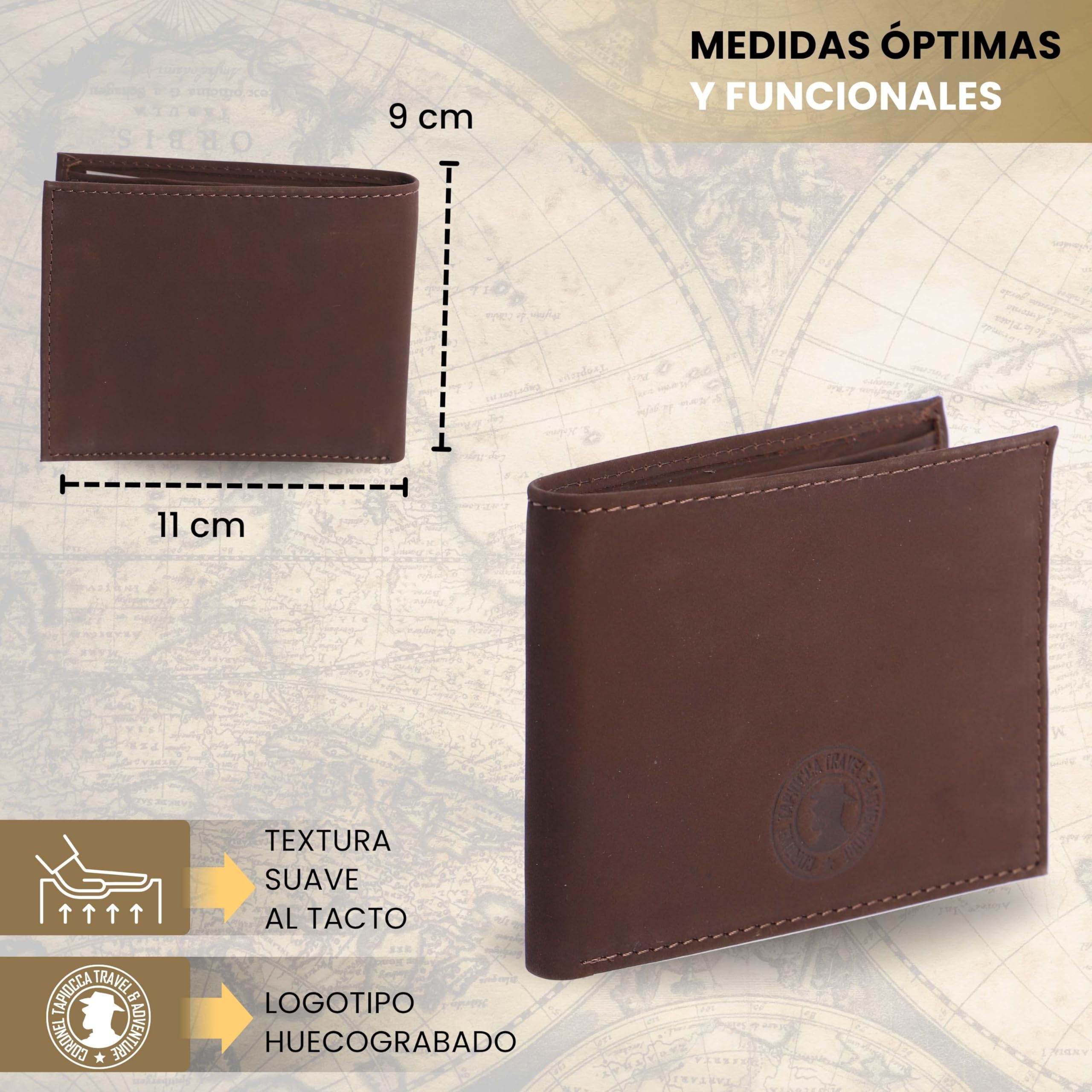 Coronel Tapioca - Carteras para Hombre de Piel - Cartera Hombre con Monedero - Monedero Casual - Cartera Tarjetero Gran Capacidad con Protección RFID