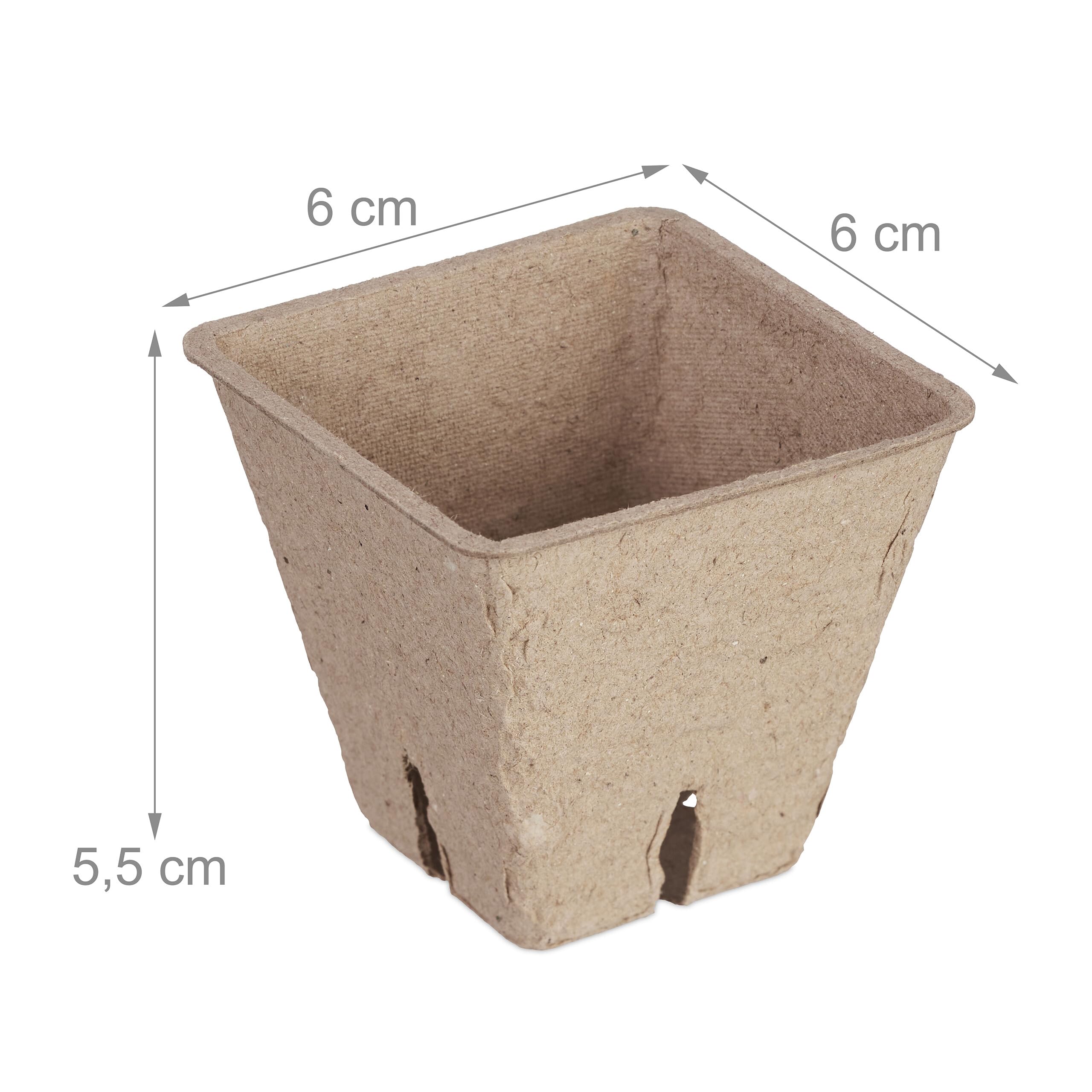 Relaxdays Set 120 Semilleros, Incluye Herramientas, Biodegradables, Macetas de Cultivo, 5,5 x 6 x 6 cm Aprox., Marrón