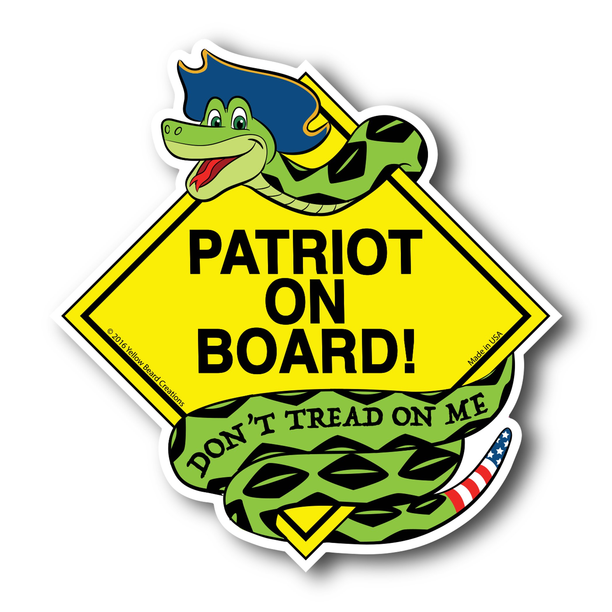 Yellow Beard CreationsPatriot on Board Don't Tread on Me Gadsden Snake Patriotic American Car Magnet