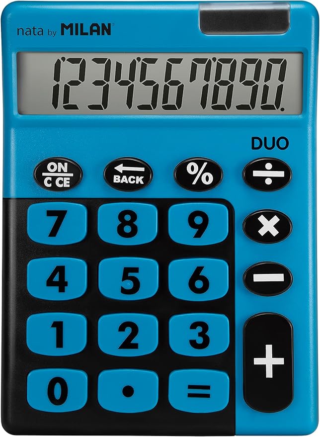 Milan® Caja calculadora sobremesa 10 dígitos Duo, Azul