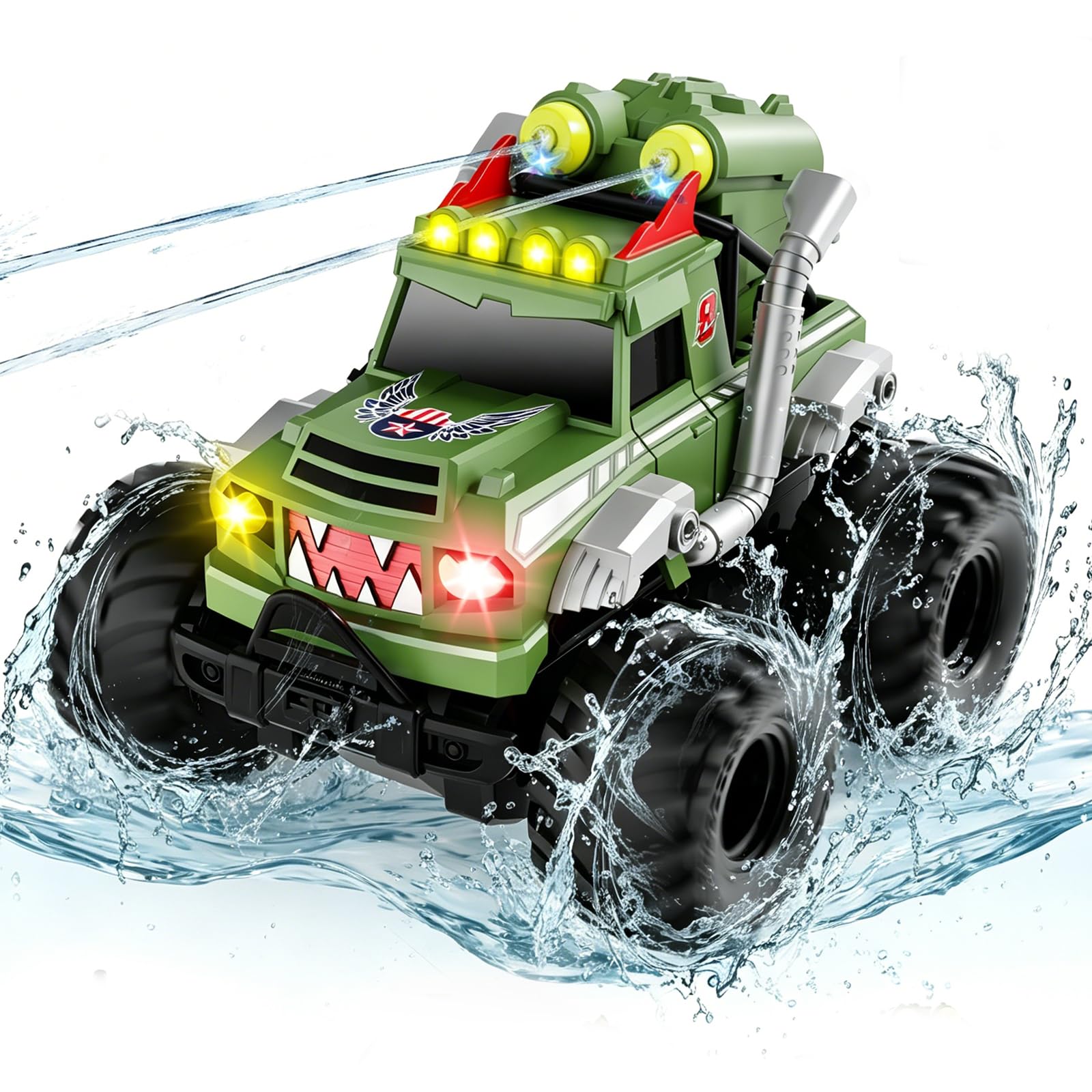 Dysaim Coche Teledirigido Anfibio, Monster Jam Cars Juguetes, 2.4 GHz RC Drift Car, Todoterreno Teledirigido 4x4, Drift RC Car Regalo Niños 6 Años, Coches Teledirigidos Niños 6 7 8 9 10 11 12 Años