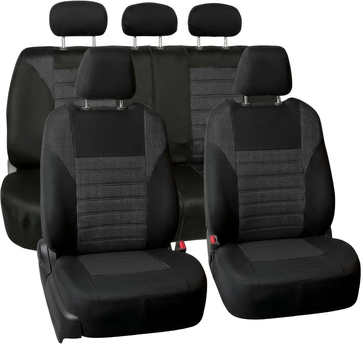 Automotive Car Seat Covers Full Set Premium 3D Air Mesh Front Seat Covers, Airbag Compatible & Split Bench Cover Universal Fit Interior Accessories for Cars Trucks and SUVs - Black
