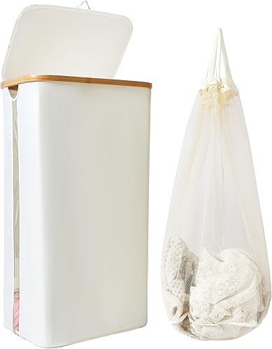 Miniatura 9 de Cesta de lavandería con tapa, cesta grande de lavandería de 100 litros, cesta de ropa con ventana transparente visible, bolsas de lavandería