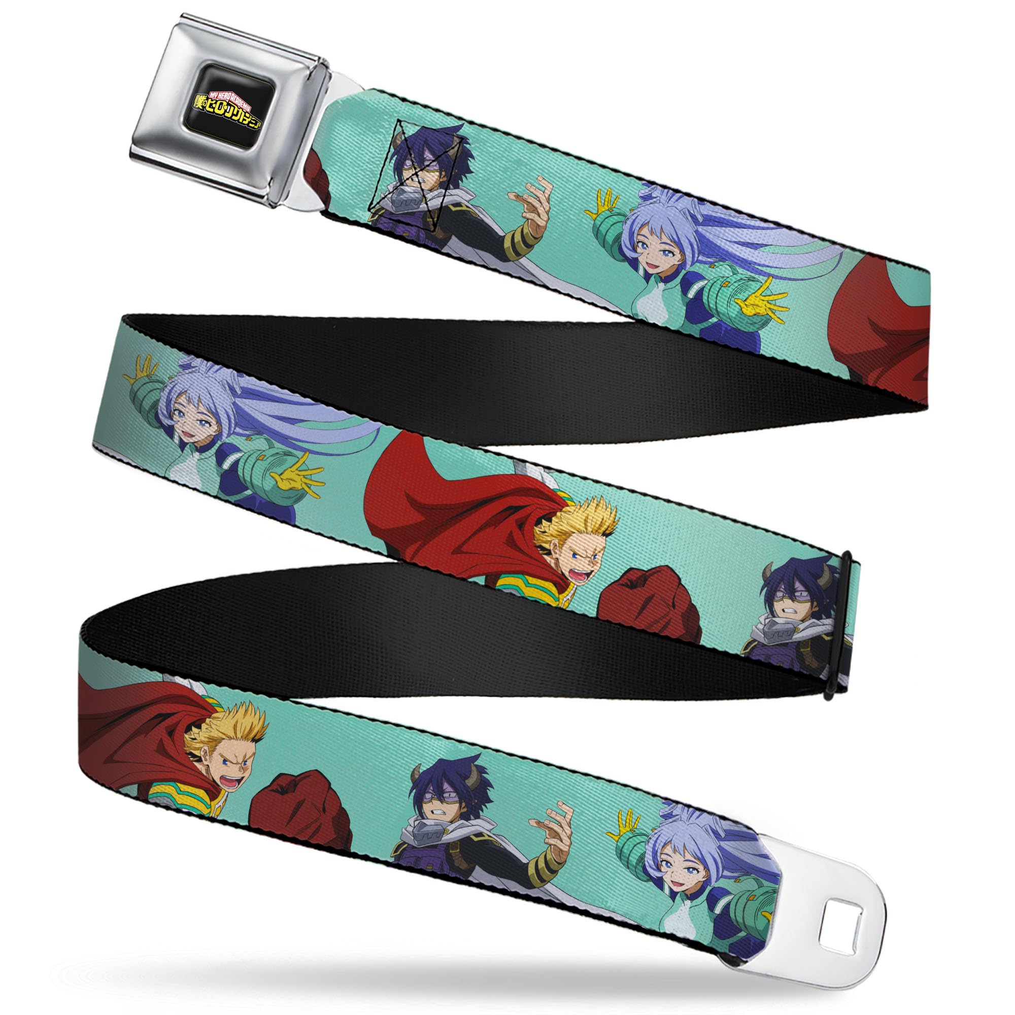 My Hero Academia Belt, Seatbelt Buckle, the Big 3 Action Poses Light Blue