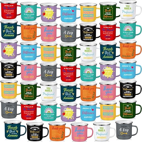 48 tazas de regalo de agradecimiento a granel, regalos de equipo de Navidad, taza de café inspiradora de 12 onzas, taza de café motivacional con asa