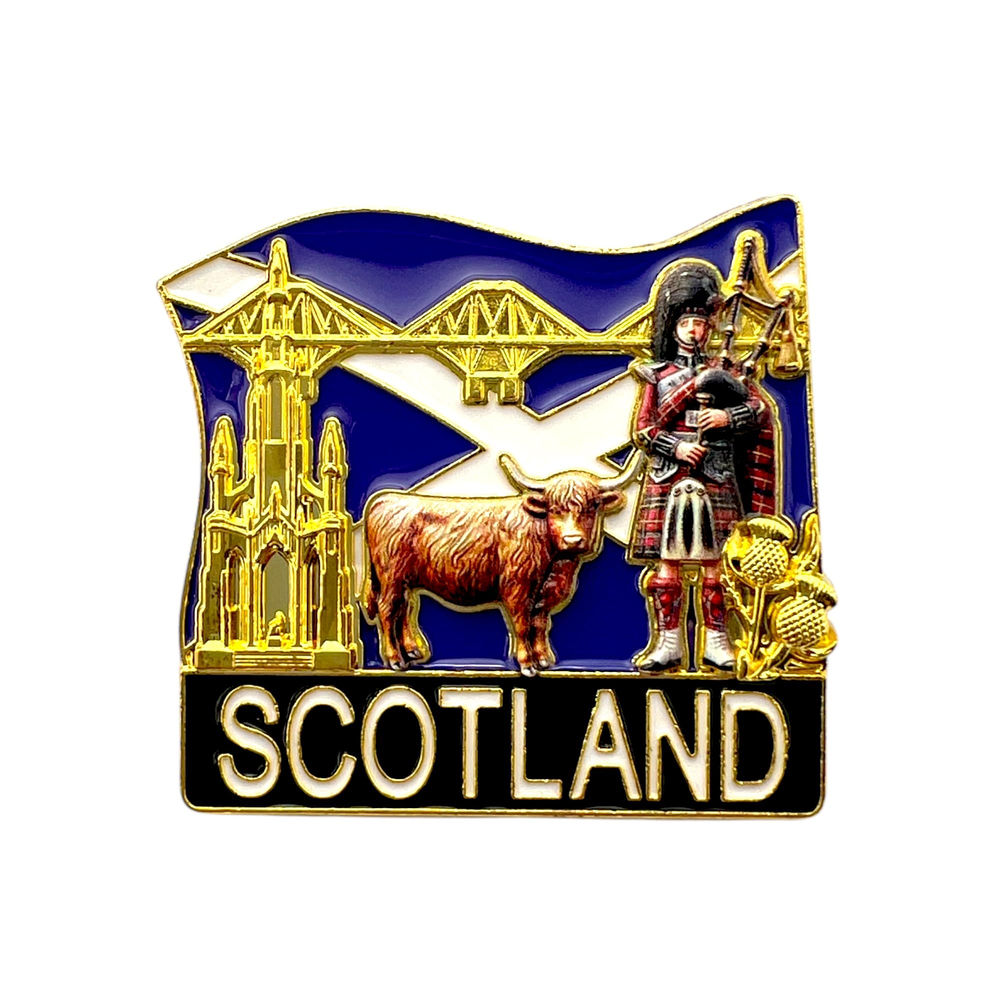 Scotland Magnet – Decorative Metal Magnet - Scottish Heritage Symbols & Landmarks Gift - Scotland Edinburgh Souvenir Fridge magnet