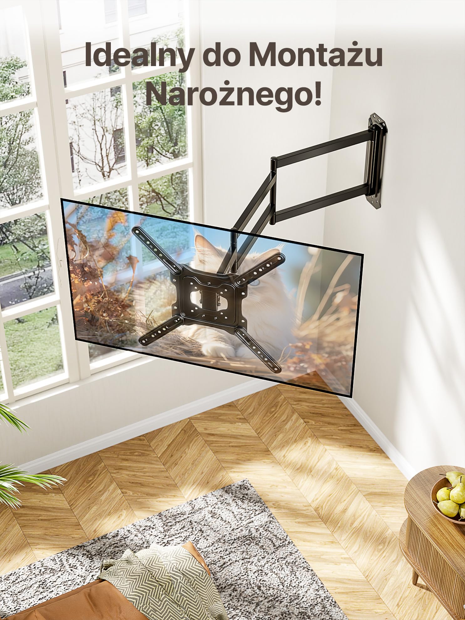 monTEK Uchwyt ścienny do telewizora z długim rękawem do większości telewizorów 23-65", wysuwany uchwyt 37-calowy, wychylny i pochylony, pasuje do maks. VESA 400 x 400 mm, do 35 kg