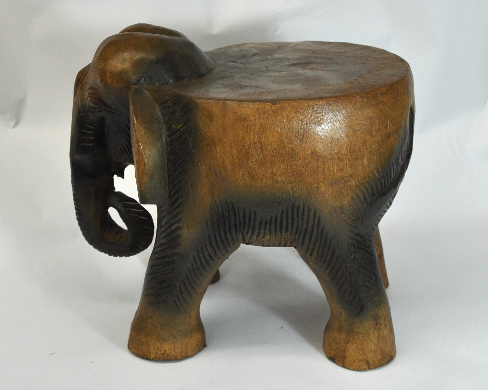 Petite Table Eléphant en Bois, guéridon, décoration intérieure, importée de Thaïlande (10995)