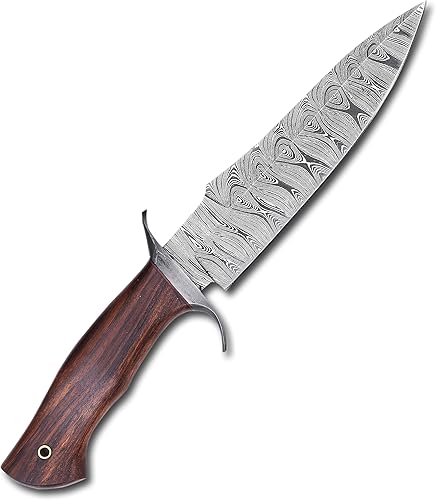 Miniatura 8 de El cuchillo de caza de hoja fija es tu mejor compañero de caza, cuchillo de supervivencia de acero de Damasco forjado a mano con mango de madera de