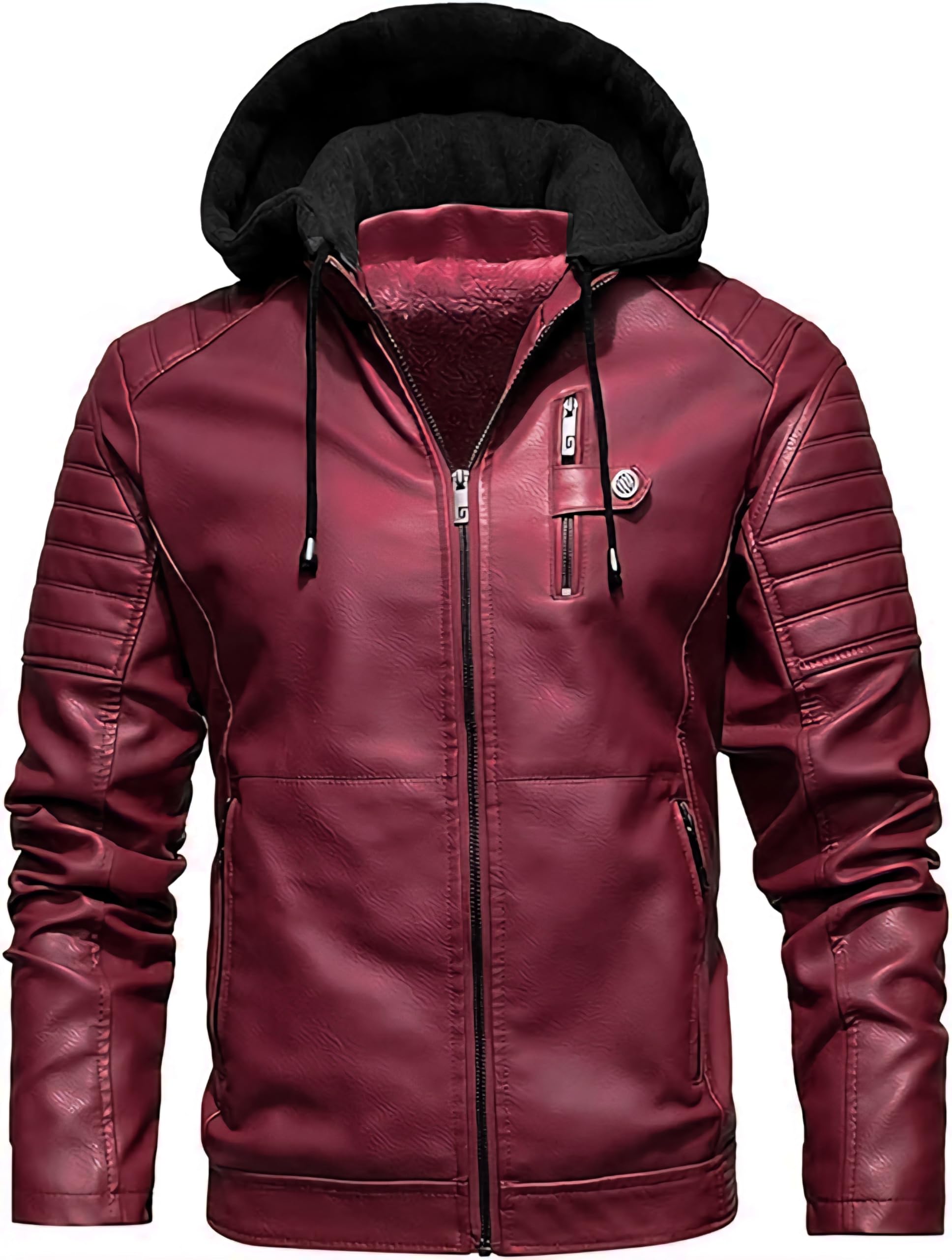 blaq ash Men's Faux Leather Hooded Motorcycle Jacket-picture-48
