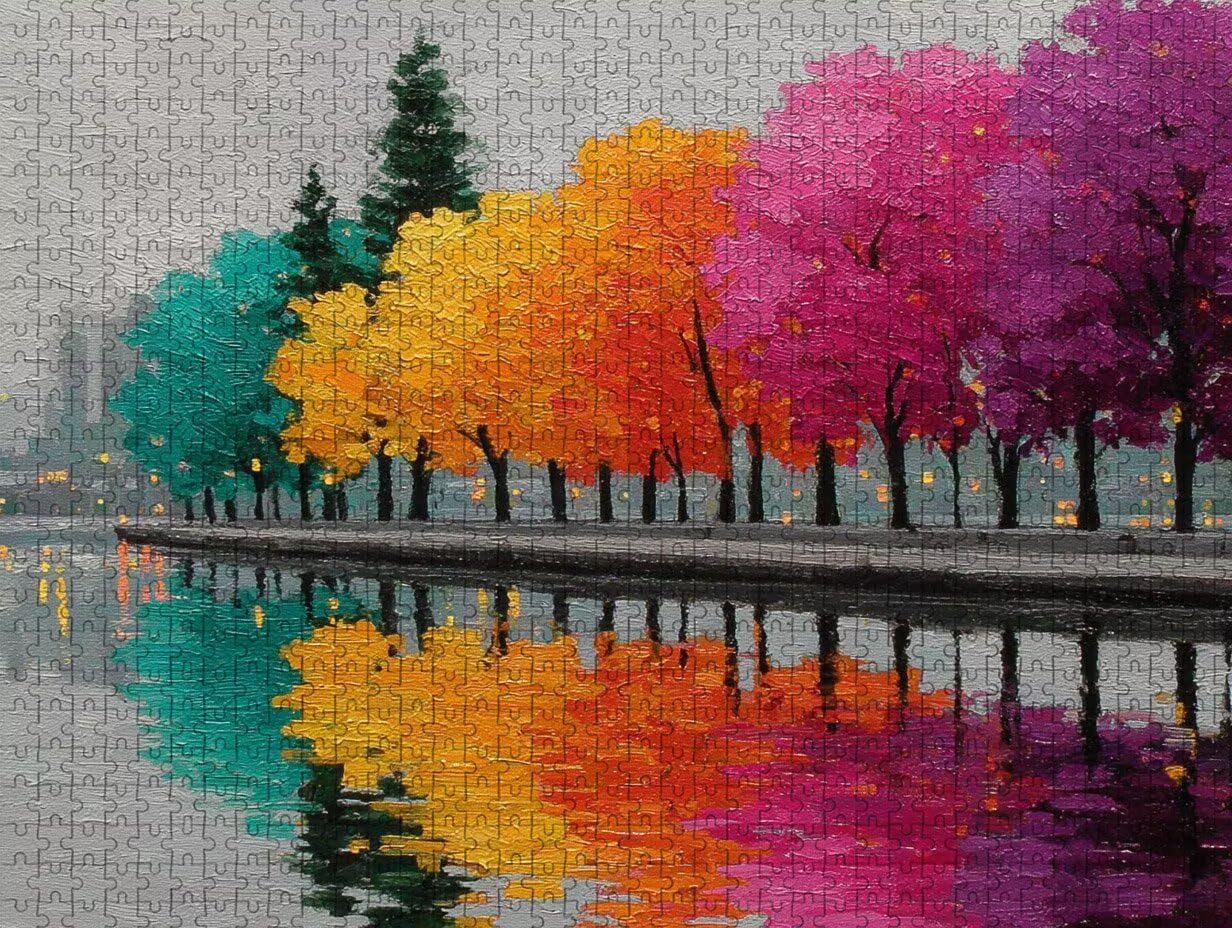 Kolorowe puzzle 3000 elementów dla dorosłych, drewniane puzzle 122 x 81 cm, gra edukacyjna dla dorosłych z wykwintnym pudełkiem, kolekcja relaksująca gra, letnia dekoracja pokoju, (krajobraz) M-1730