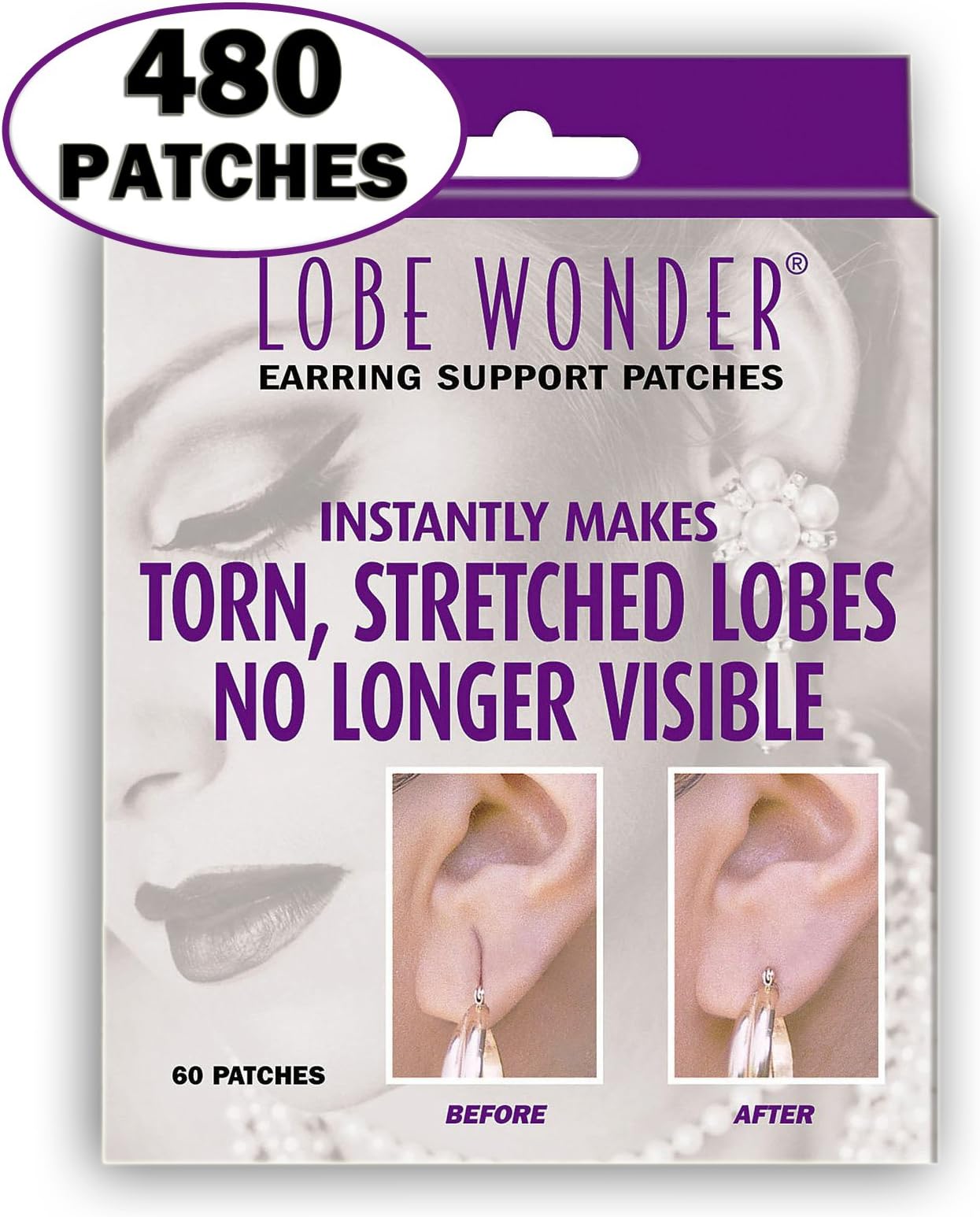 Lobe Wonder (60 Paches) Ear Lobe Support Patches: Invisible Earring Lobe Support Patches Earring Sticker for Heavy Earrings Stabilizers Large Earrings Support Patches (D112)