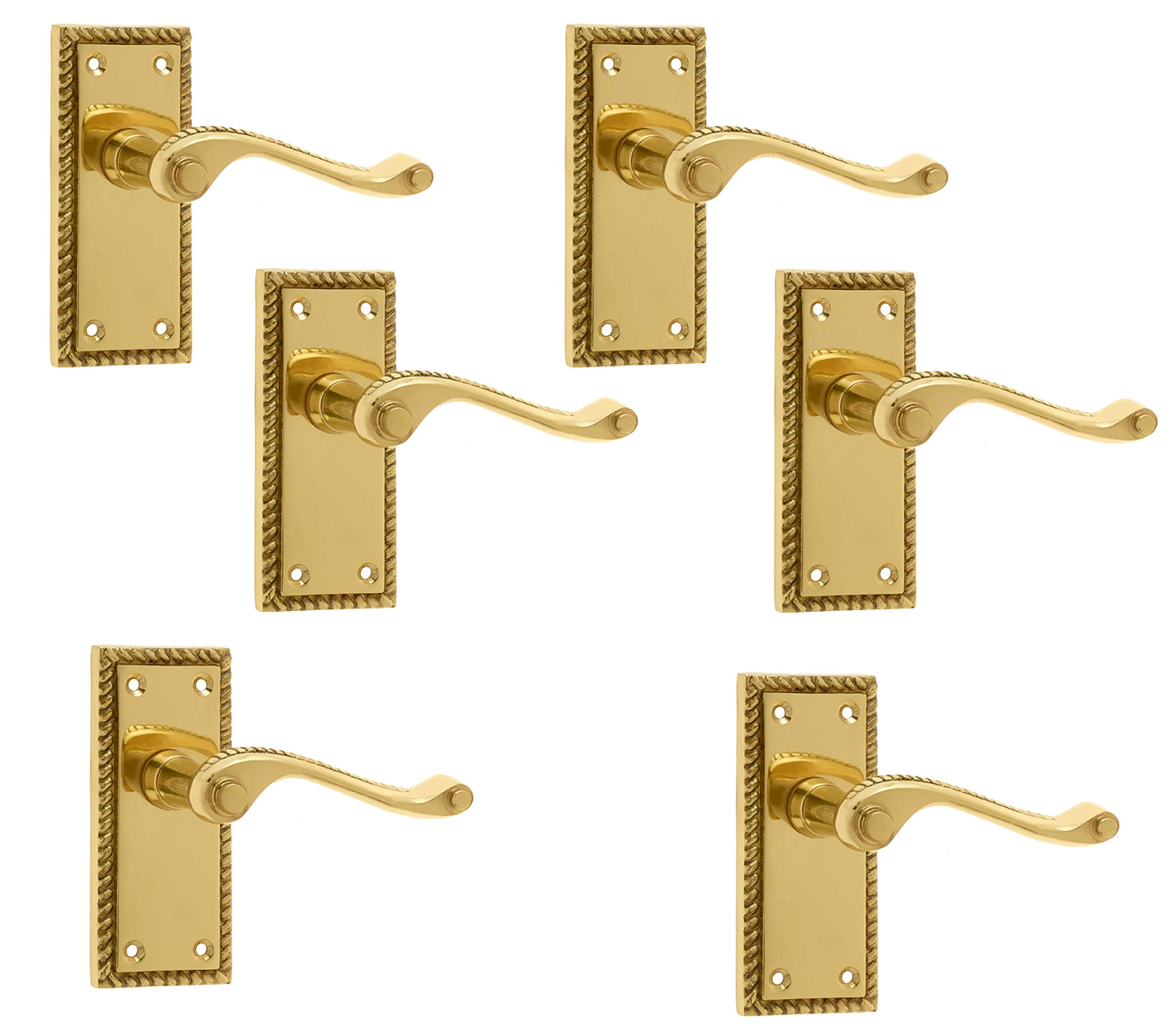 FrelanJG2 Georgian Brass Lever Latch Door Handles 112 x 48mm (6)