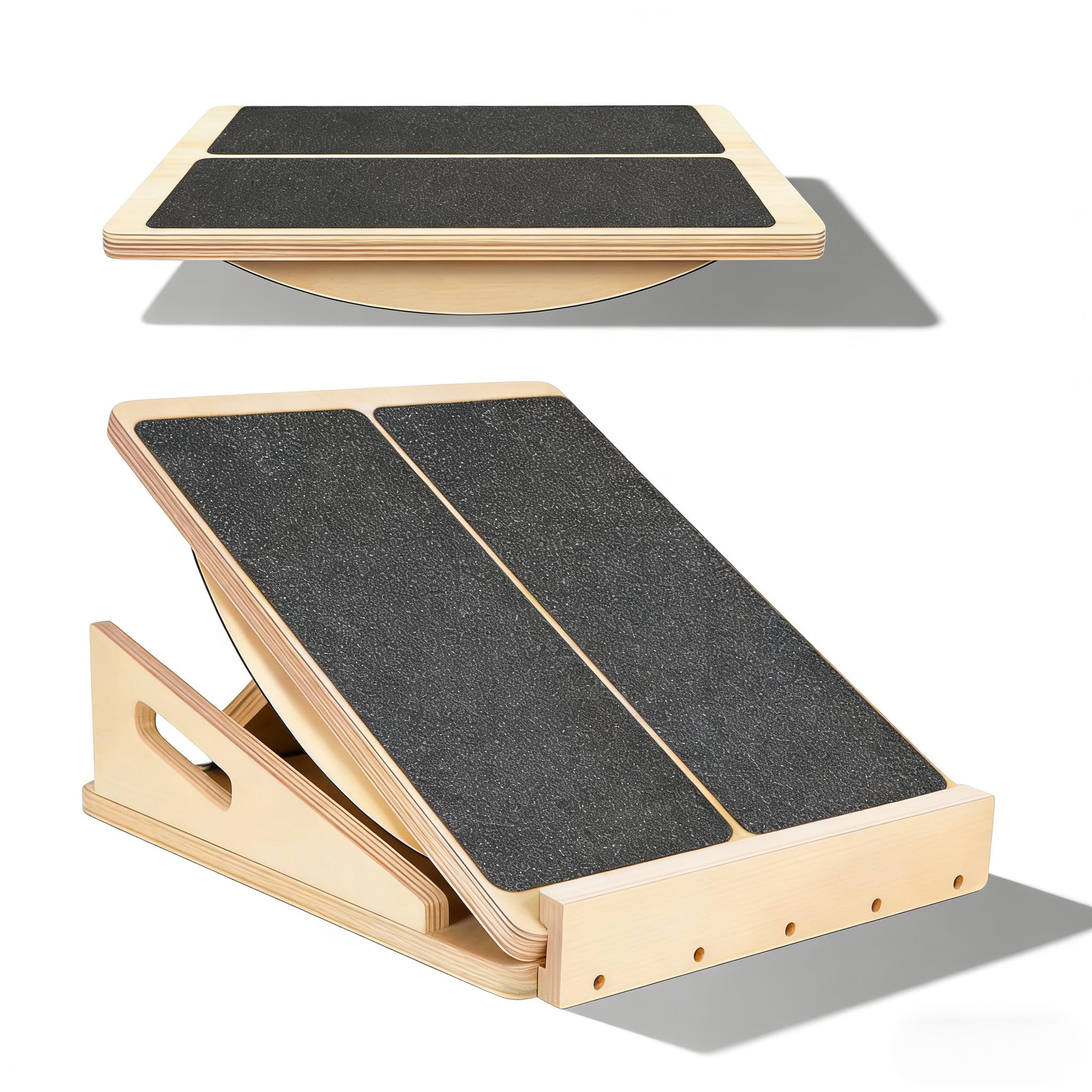 2-in-1 Adjustable Stretch Board & Balance Trainer - 4-Level Slant Board Calf Stretcher for Plantar Fasciitis Relief, Calf Stretch Board & Stretch and Mobility Board for Yoga Pilates Home Gym