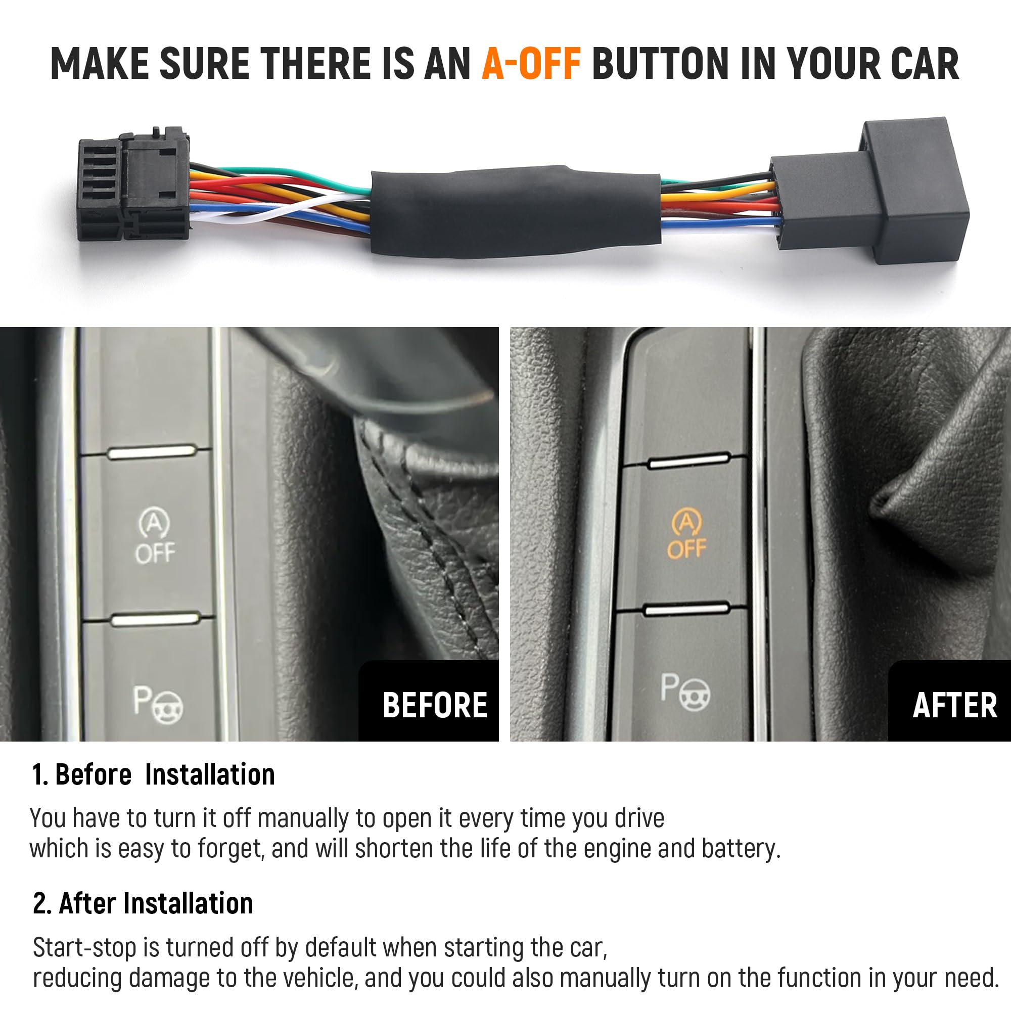 Samochodowy eliminator start-stop do VW New Tiguan 2L Tdi TSI SE R-Line R od Taos Seat Tarraco 2016-2024, 3 tryby pracy, Plug-and-Play, wytrzymały, dokładne dopasowanie, brak luźnych