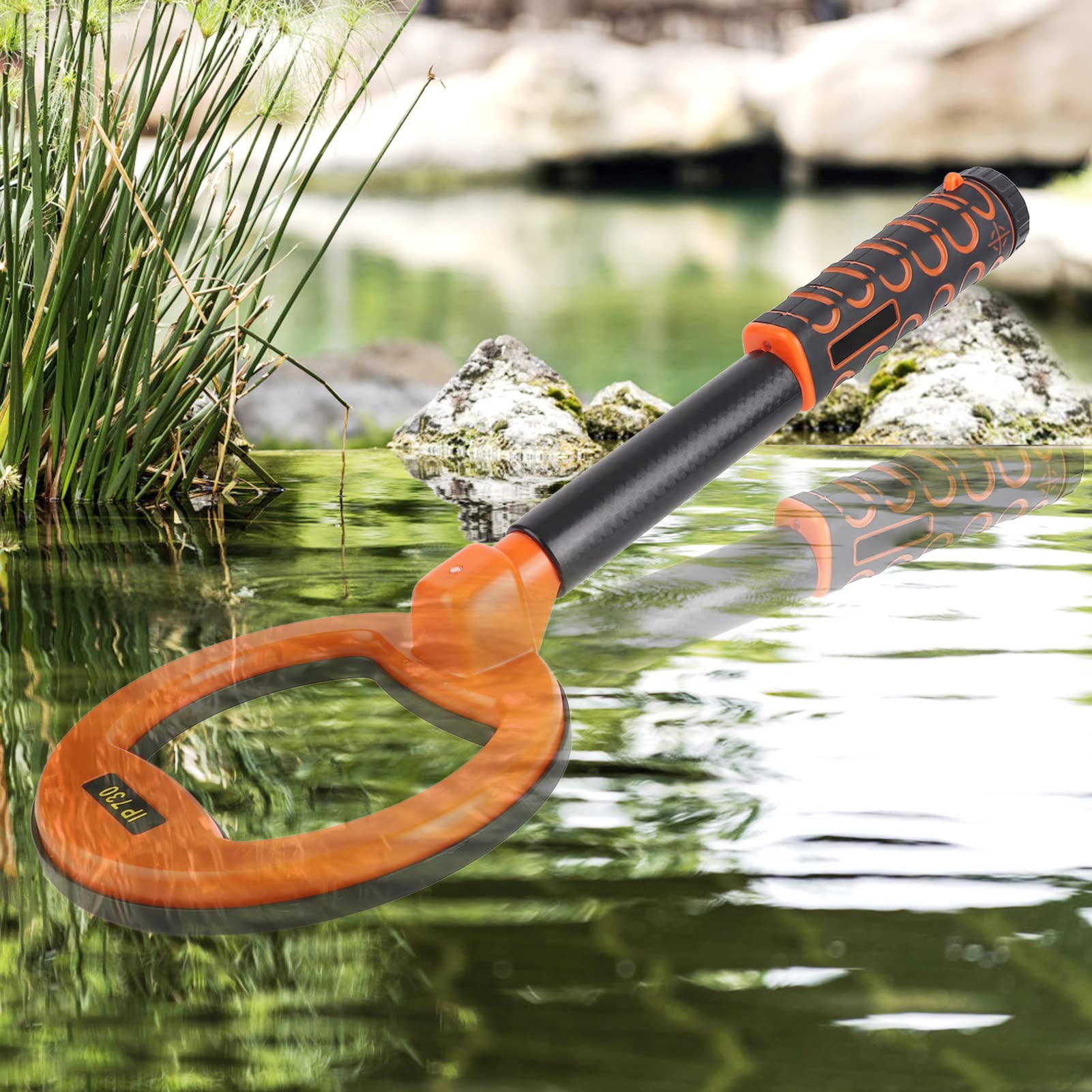 Metal Detector Subacqueo, IP68 Impermeabile 3.9 4.7 Pollici Gamma di Rilevamento Gold Silver Detector con Suono di Allarme, Batteria Al Litio 6F22 1600mAh, Rilevatore Portatile di Oro (Arancia)