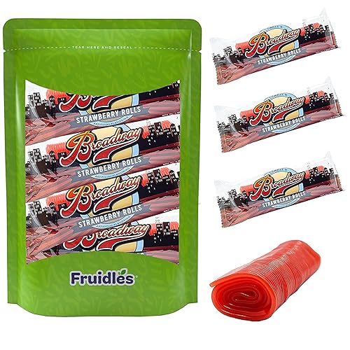 Fruidles Rollos de regaliz de fresa, rollos envueltos individualmente, perfectos para fiestas, eventos y cumpleaños (8 onzas)