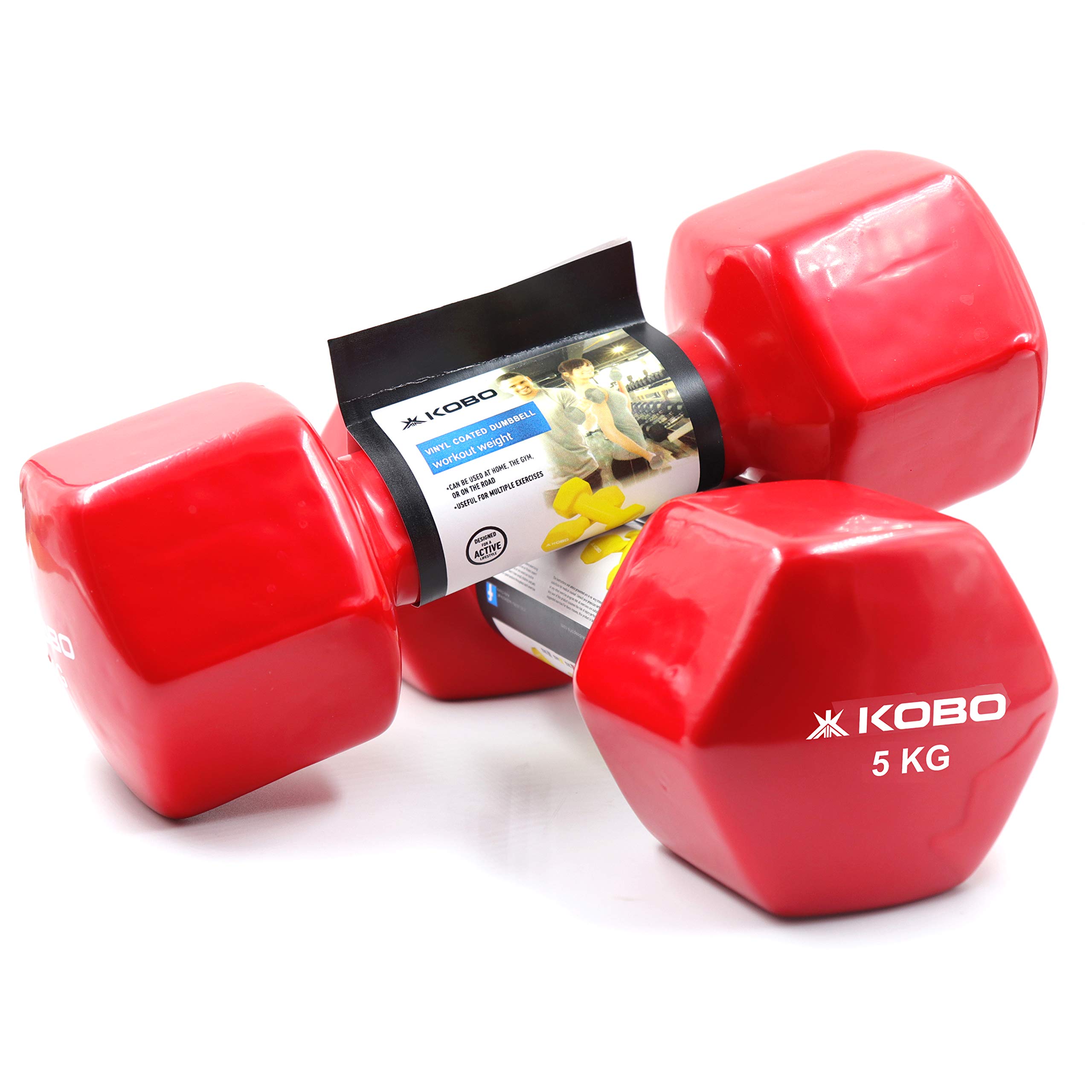 Kobo Vinyl Coated Iron Integrated Dumbbells Grippy Weights All-Purpose Color Coded Dumbbell for Strength Training (5 Kg x 2 = 10 Kg Pair) (B07X6H9LG9) Amazon Price History, Amazon Price Tracker