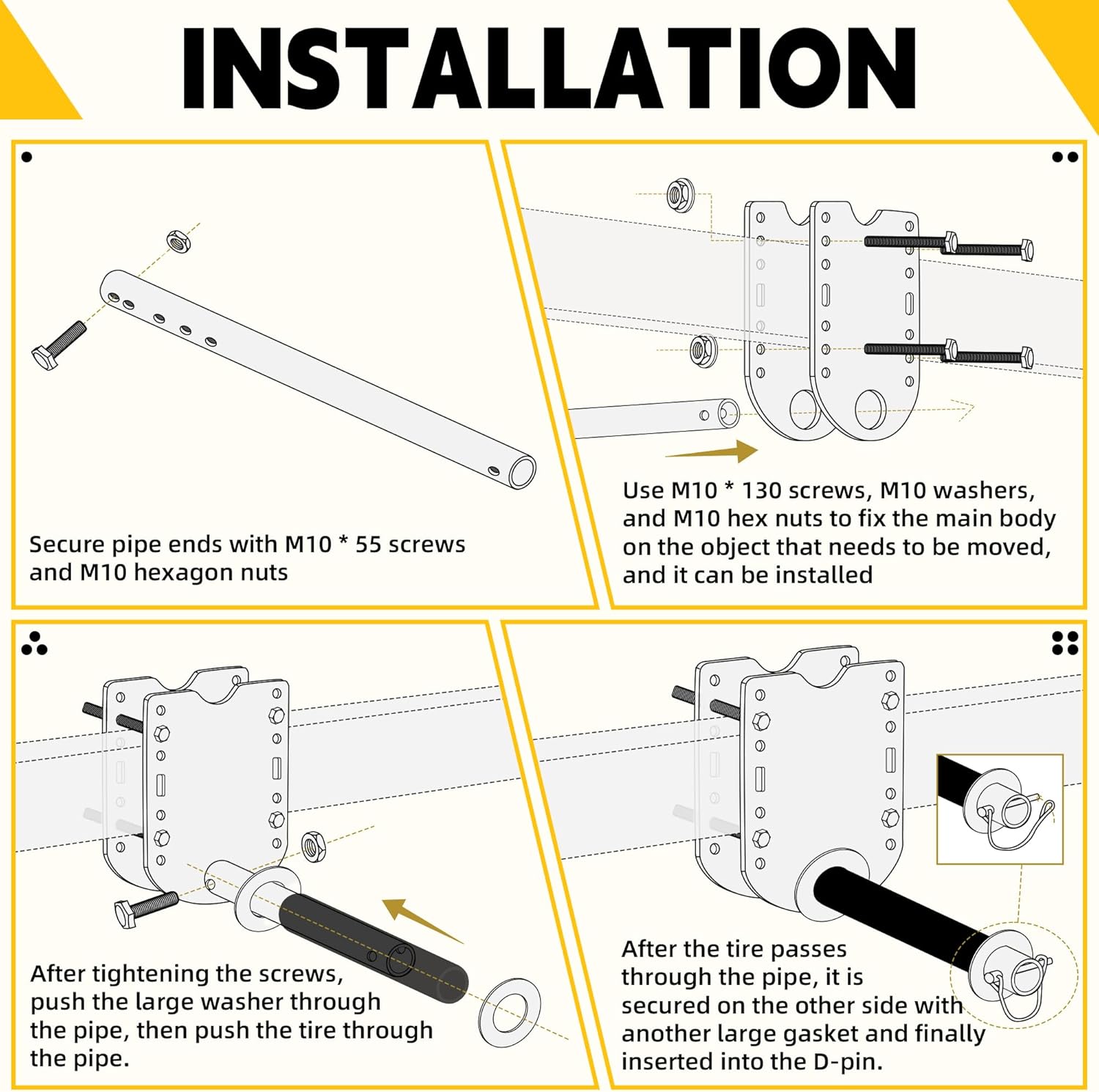 Boat Lift Wheel Kit, Adjustable Heavy Duty Wheel Bracket for Easy Move