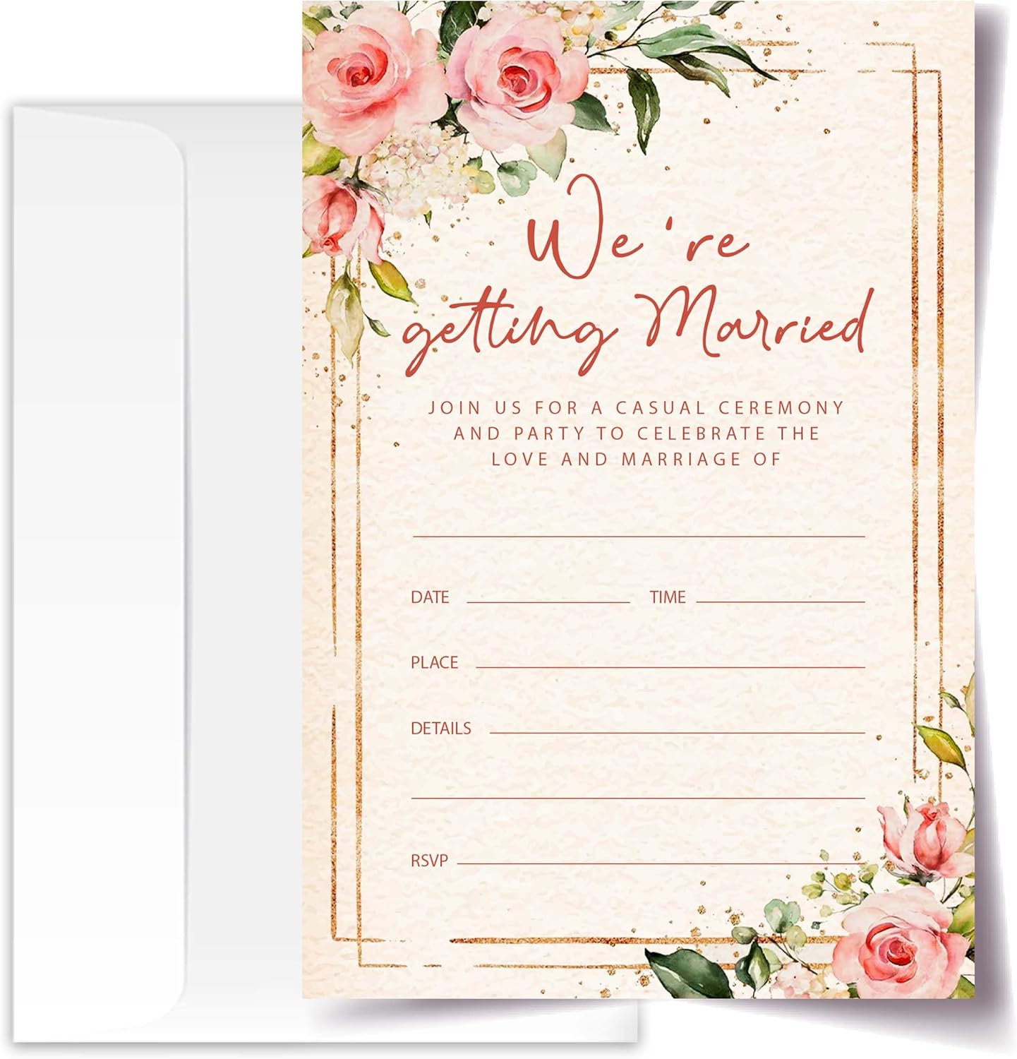 ANYEMW We're Getting Married Floral Wedding Invitations with Envelopes - Pack of 20 (4x6") Vibrant Cards for Weddings & Events
