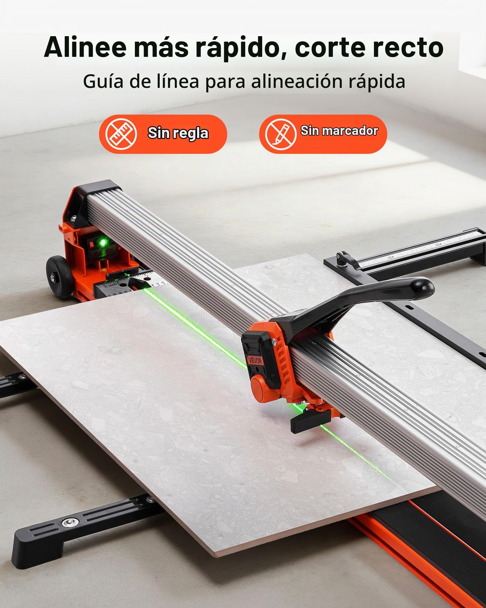 VEVOR Cortadora de Azulejos Manual 1200 mm, Capacidad de 50 kg, Corte Recto y Diagonal con Guía de Alineación, Riel de Aluminio, 2 Ruedas de Corte 8 y 22 mm para Baldosas Obras Pared Suelo Cerámica