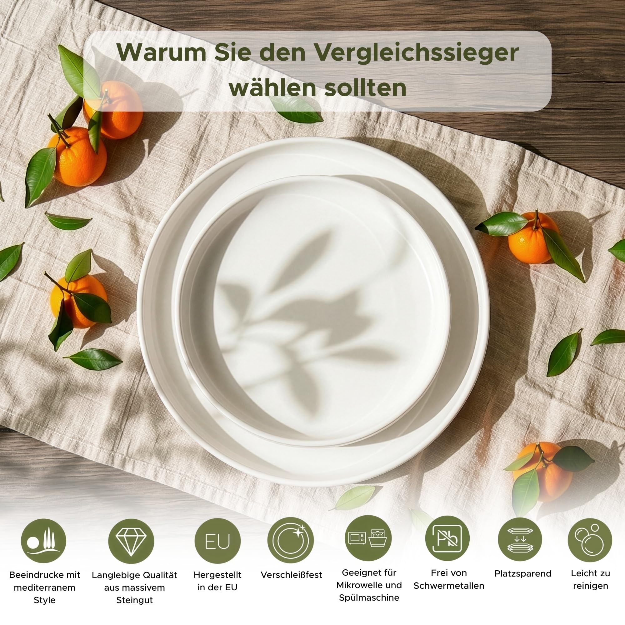 konsimo. VICTO Set 6 Platos Hondos - Platos Vajilla - Set Plato Hondo para 6 Personas - Apto para Microondas y Lavavajillas - Platos Hondos Sopa Modernas - 18,5 cm - Blanco