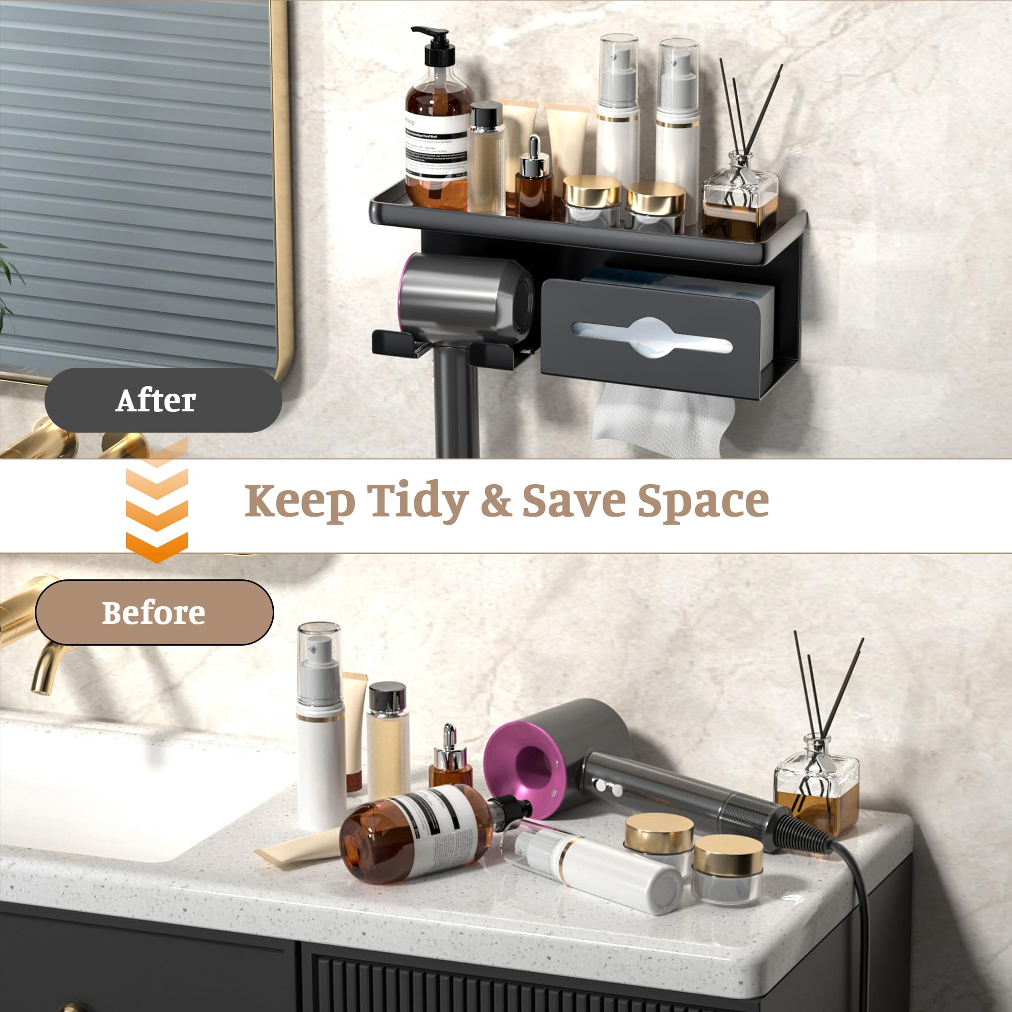 Aolldy Soporte Para Secador De Pelo 3 En 1, Organizador De Herramientas