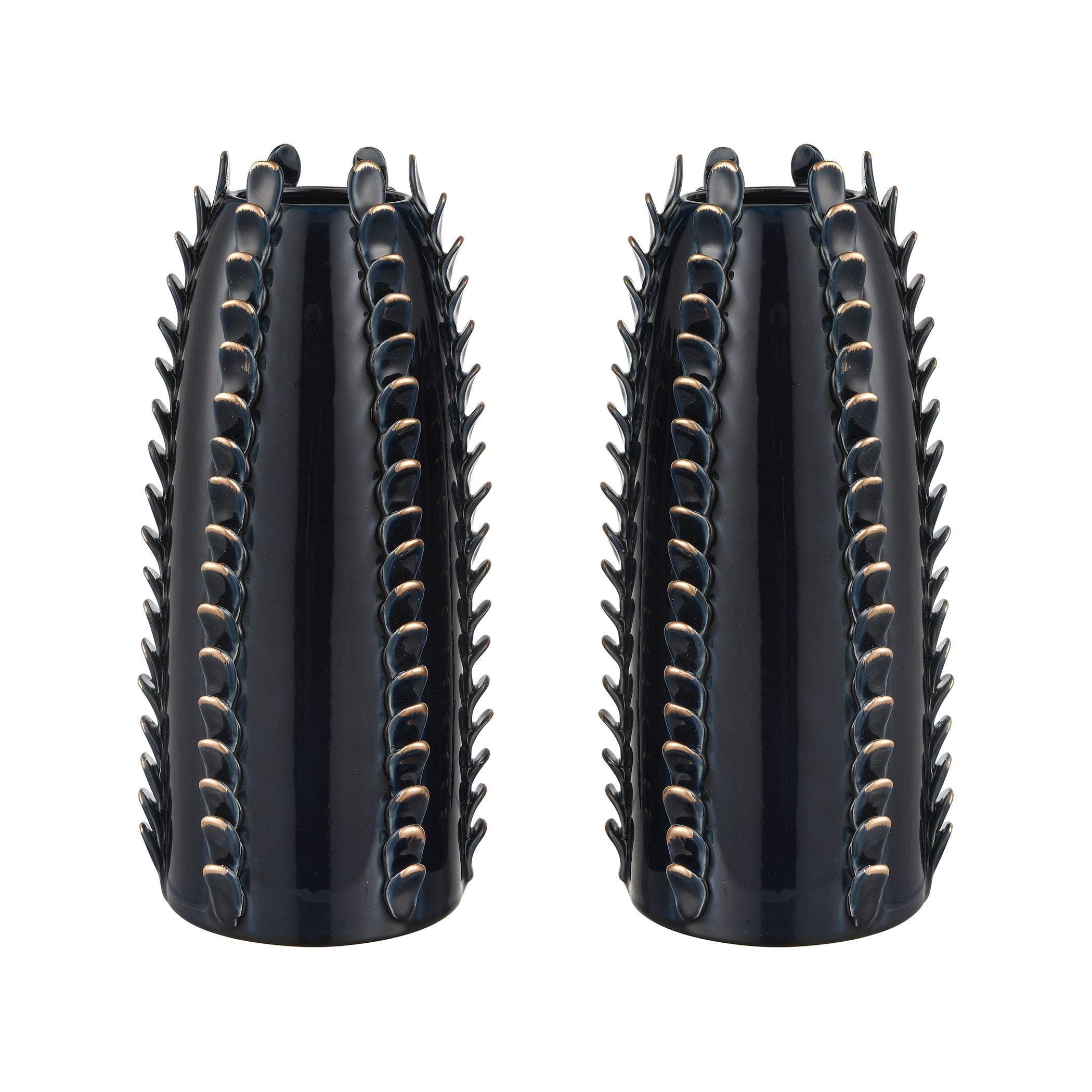 Elk HomePrickly Vases in Navy Blue and Gold (Set of 2)