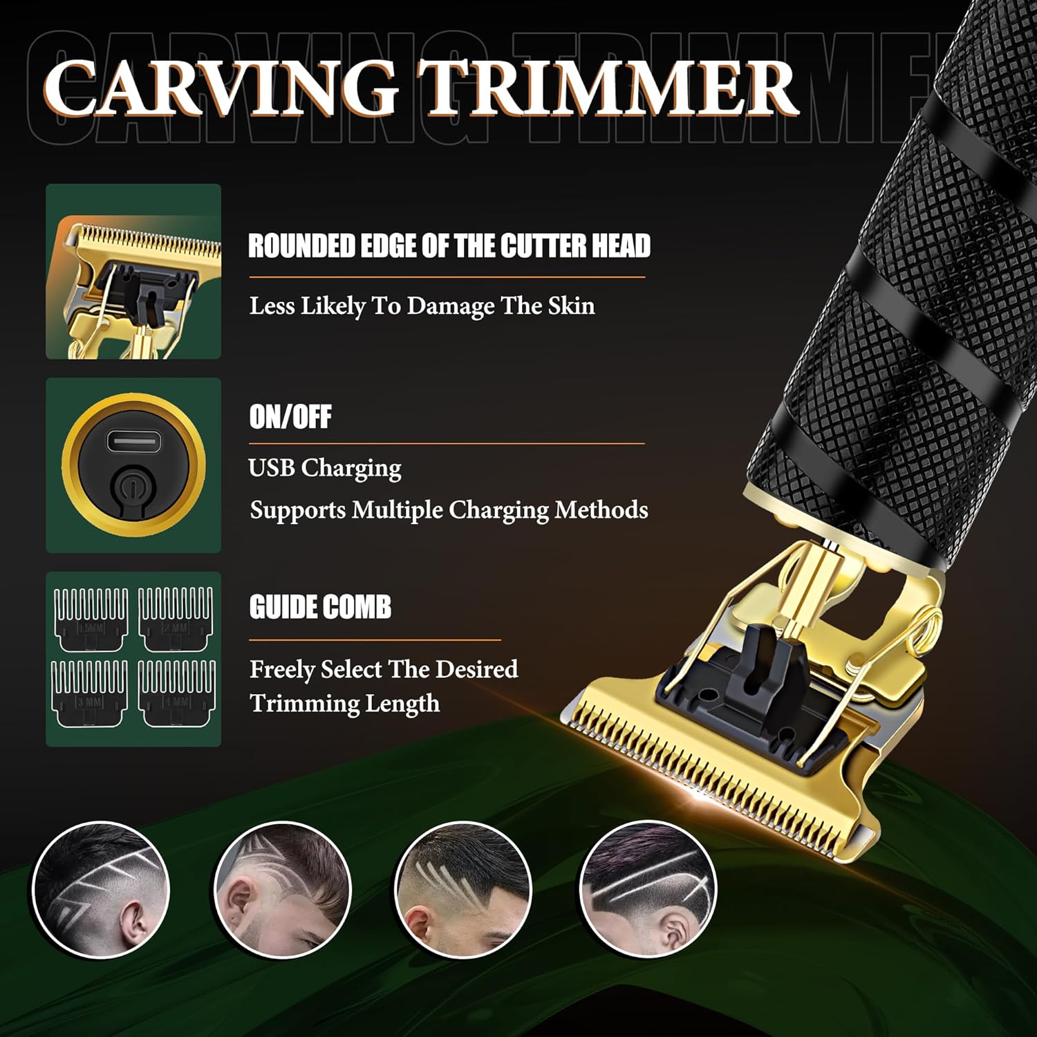 Hair Clippers for Men Professional, Beard Trimmer Kits & Sets, Electric Shavers, Hair Clippers & Trimmer Ceramic T-Blade, for Barber, Christmas Gifts for Men (Black)