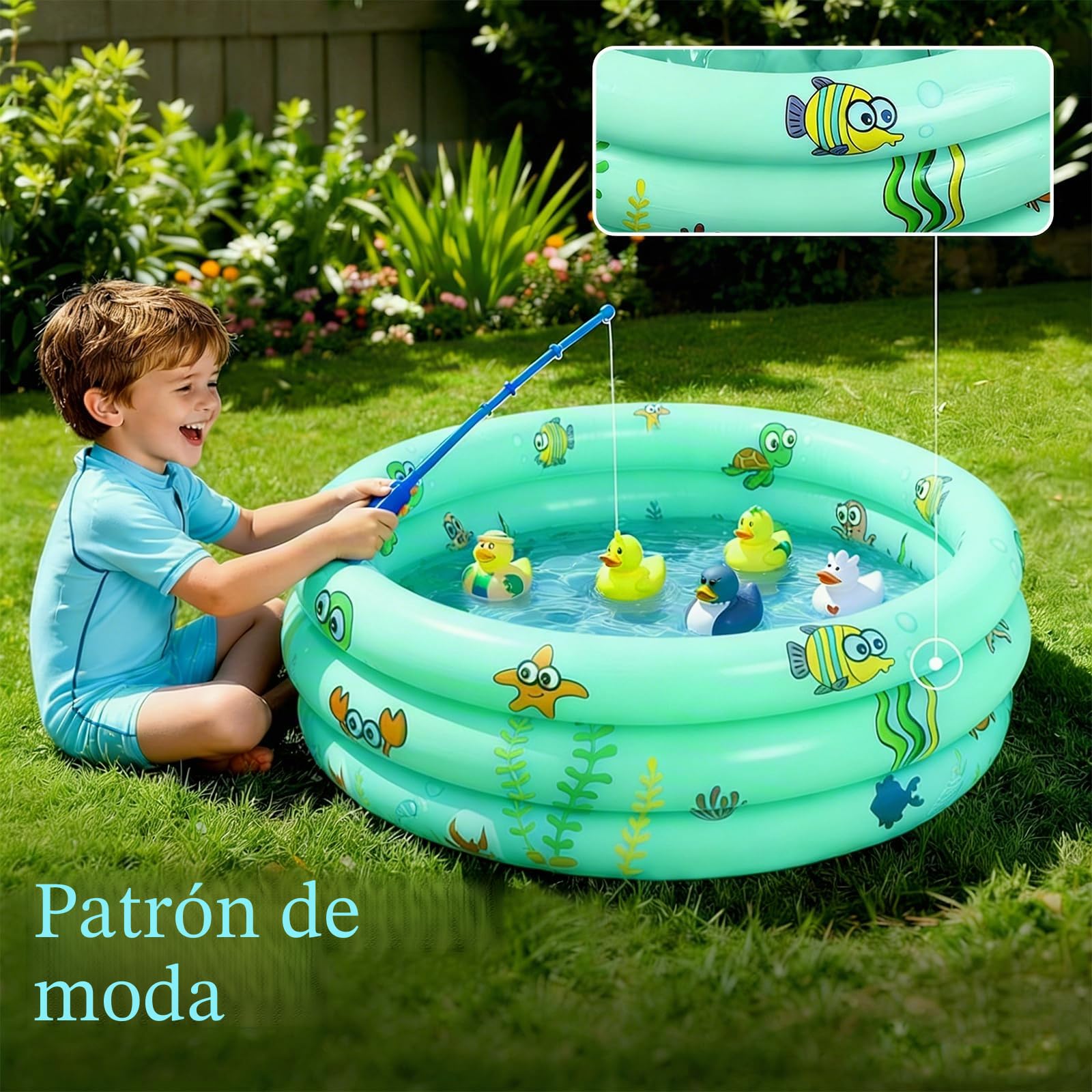 Piscina Hinchable Infantil ø 100 cm,Piscina Inflable Pequeña para Niños,Piscinas Infantiles para Niños,Piscina Hinchable Familiar de 3 Anillos para Familia Exterior Jardín Patio Interior Agua Juego