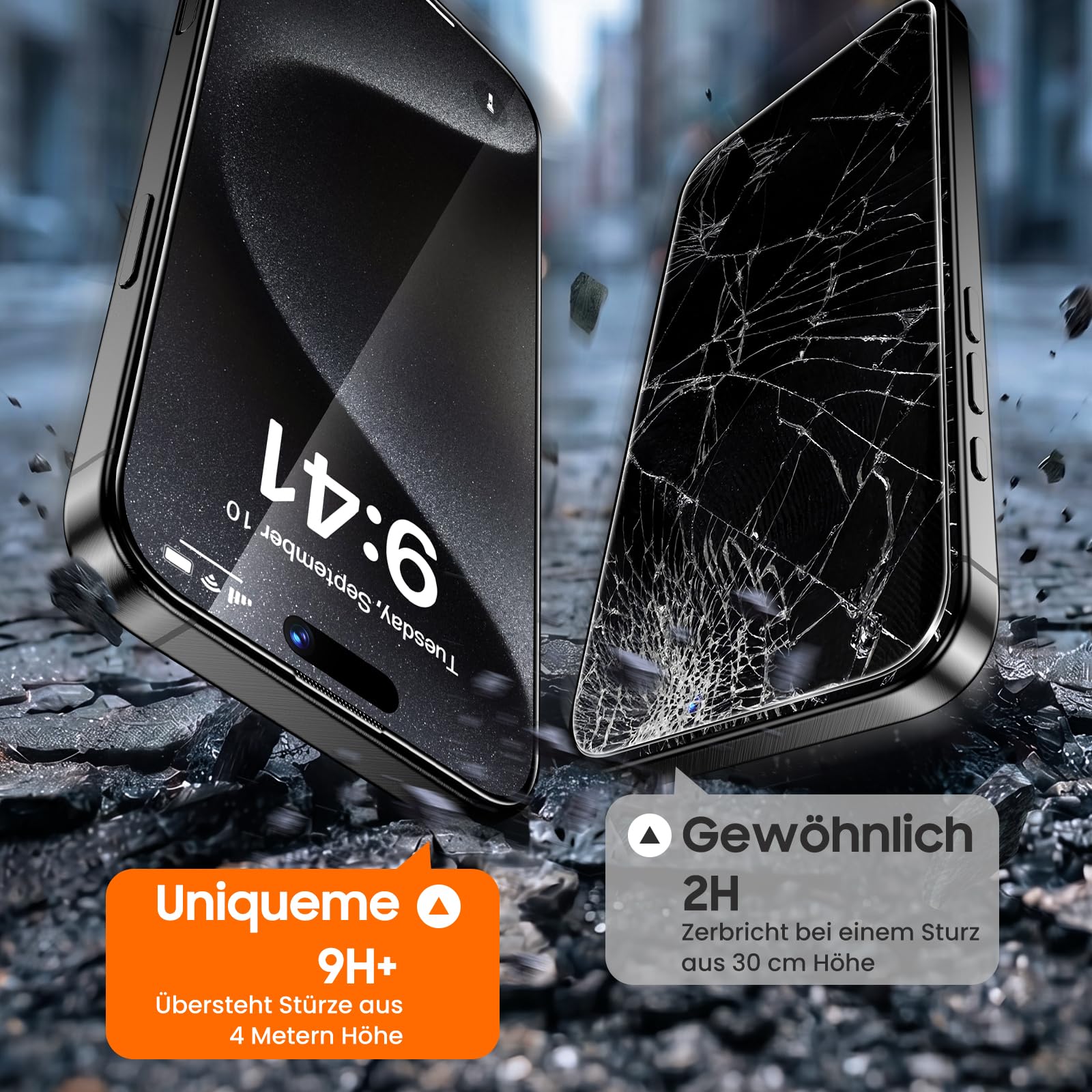 UniqueMe para iPhone 15 Pro Max Vidrio Templado - Transparente, 2 Piezas