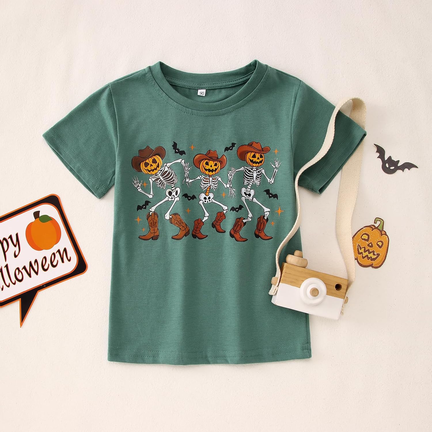 Dancing Skeleton Toddler Halloween Shirt Baby Boy Girl Cowboy Skeletons Tshirt Funny Pumpkin Tee Tops Kids image 4