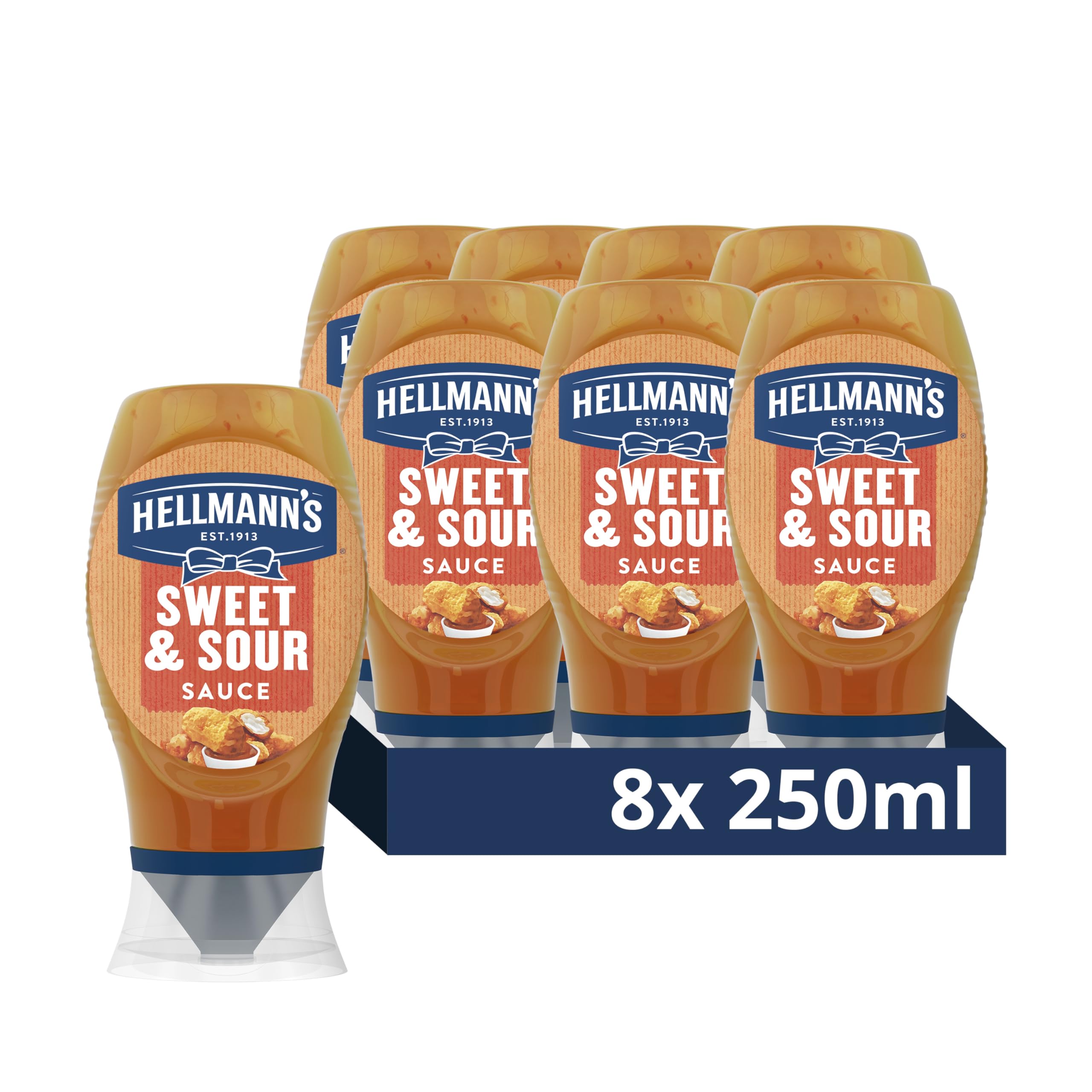 Hellmann's Sweet & Sour Sauce squeeze bottle the perfect condiment for chicken nuggets 8x 250 ml