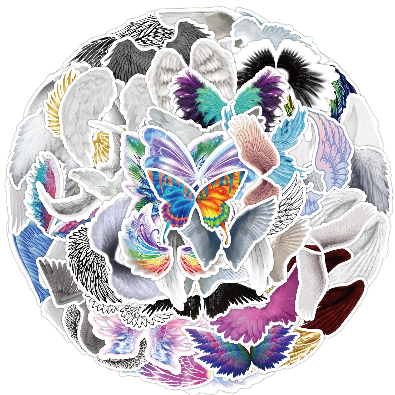 50Pcs Angel's Wings Stickers for Kids Teens Boys Girls Gift,Wings of The Angel Stickers Pack for Laptop,Skateboard Luggage Car Bike Cup Computer Water Bottle Decor,Aesthetic Vinyl Waterproof Sticker