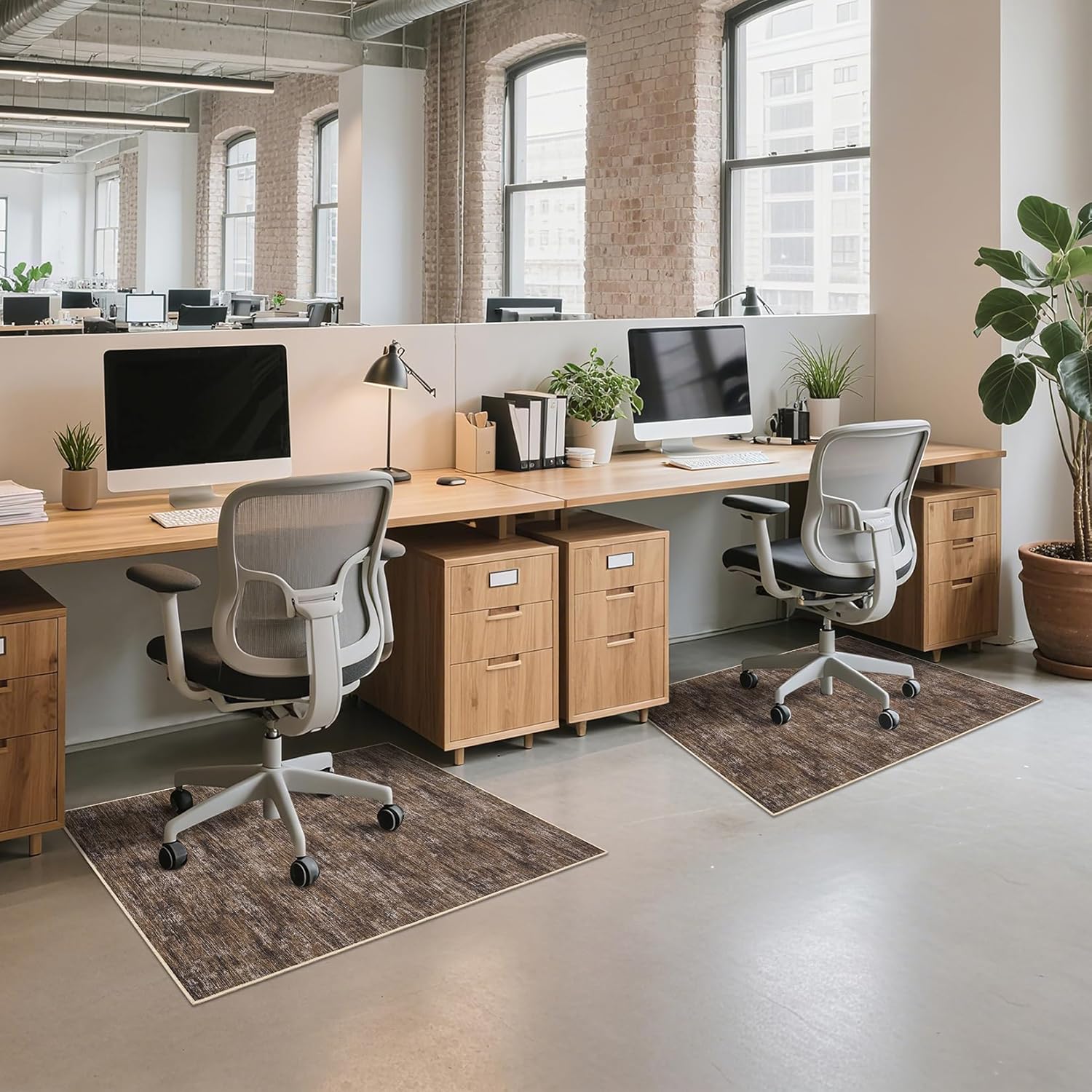 RUGSREAL Office Chair Mat for Hardwood Floor & Tile, 36x48 Heavy Duty Office Rug Pad for Rolling Chairs, Noise-Reduced Easy-Glide Office Protective Rug Under Desk for Study, Modern Solid, Brown